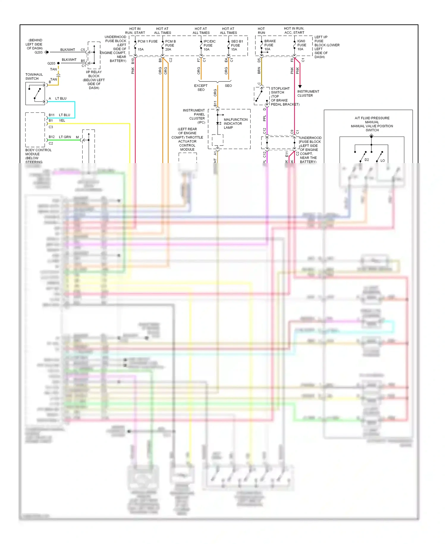 Cadillac Escalade GMT800 (2001-2006) engine controls system wiring diagram  (1 of 7)