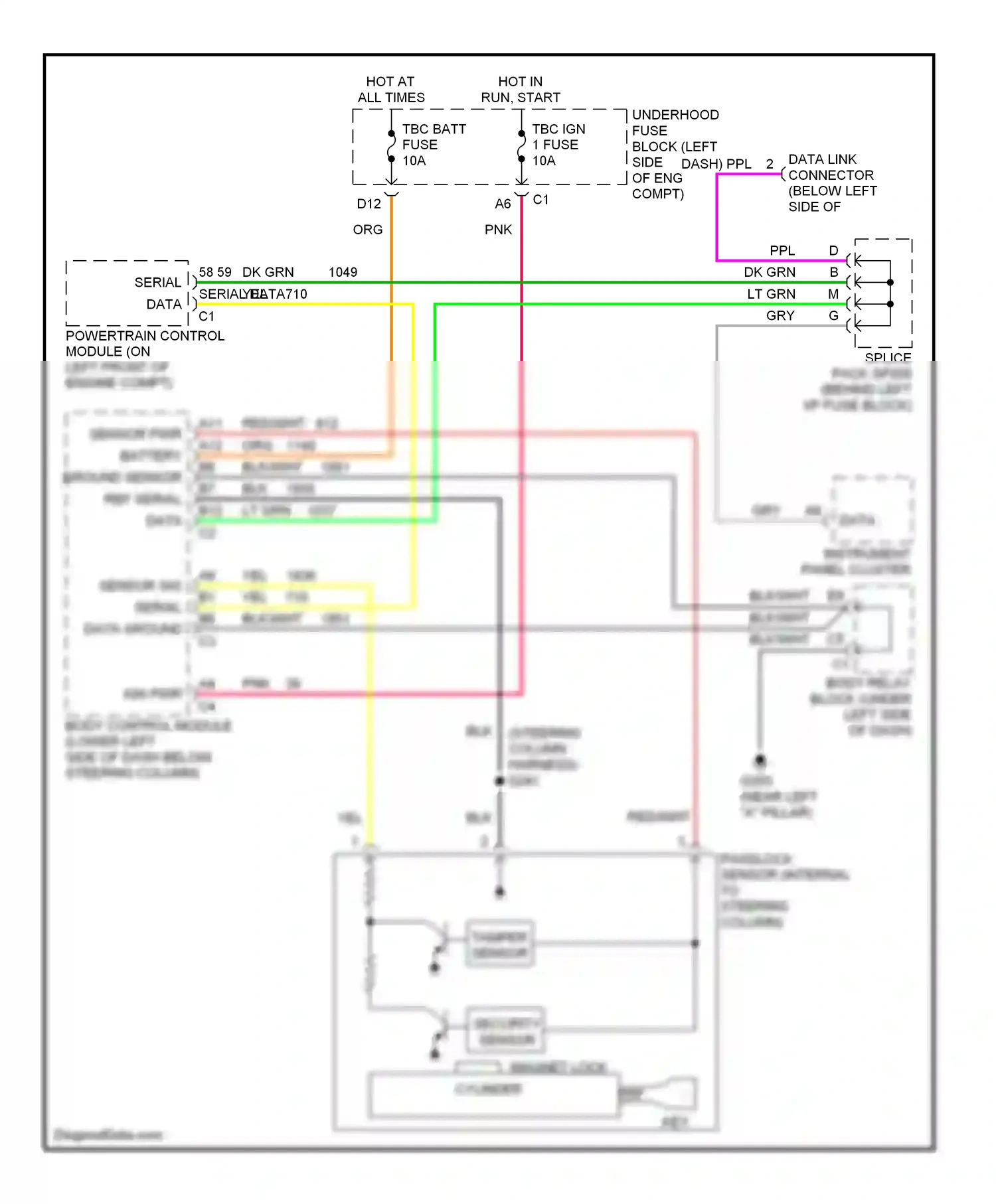 Cadillac Escalade GMT800 (2001-2006) sensor pwr battery ground sensor ref serial data wiring diagram  (1 of 1)