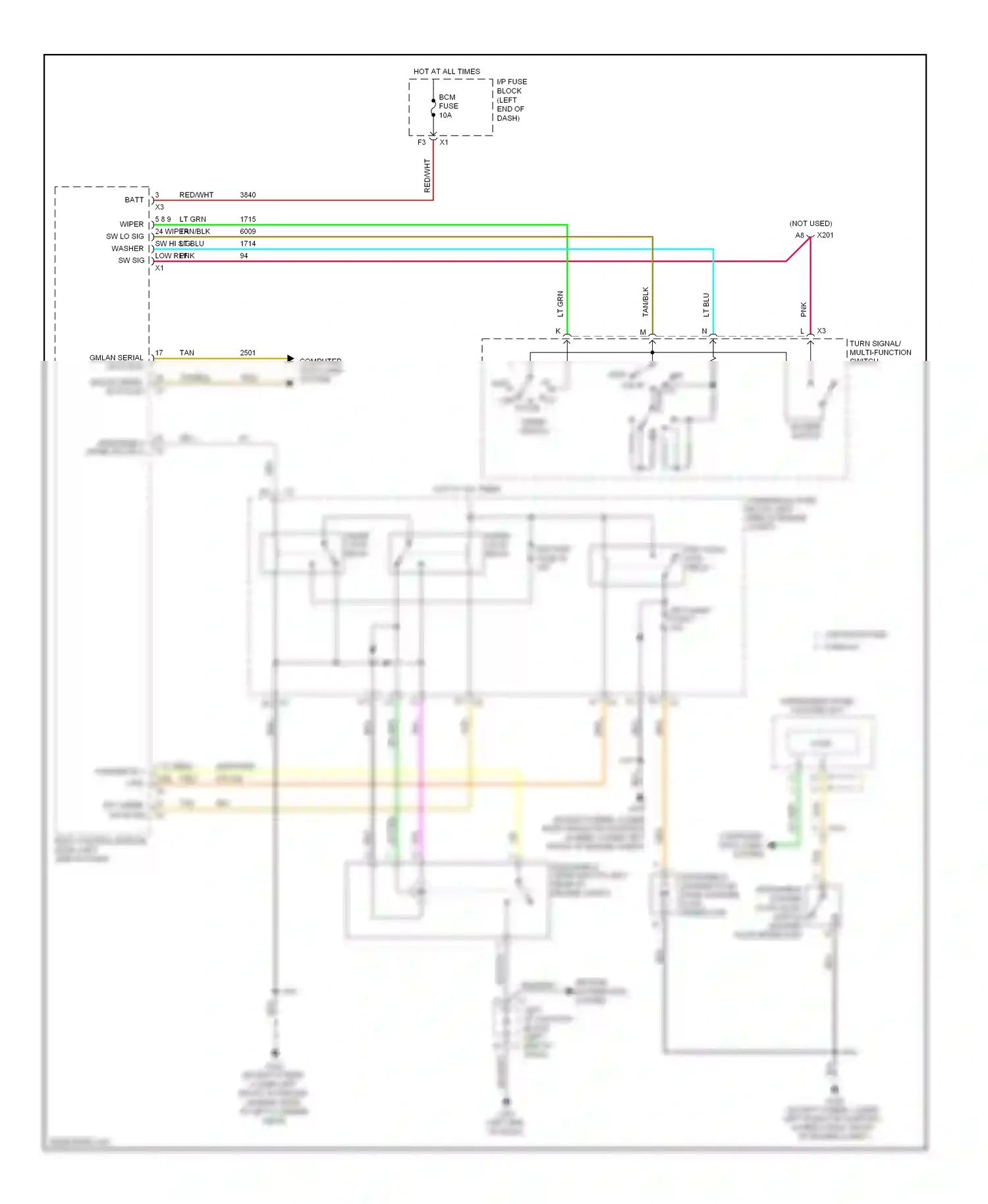 Cadillac Escalade GMT900 (2006-2014) turn signal/ multi-function switch wiring diagram  (3 of 7)