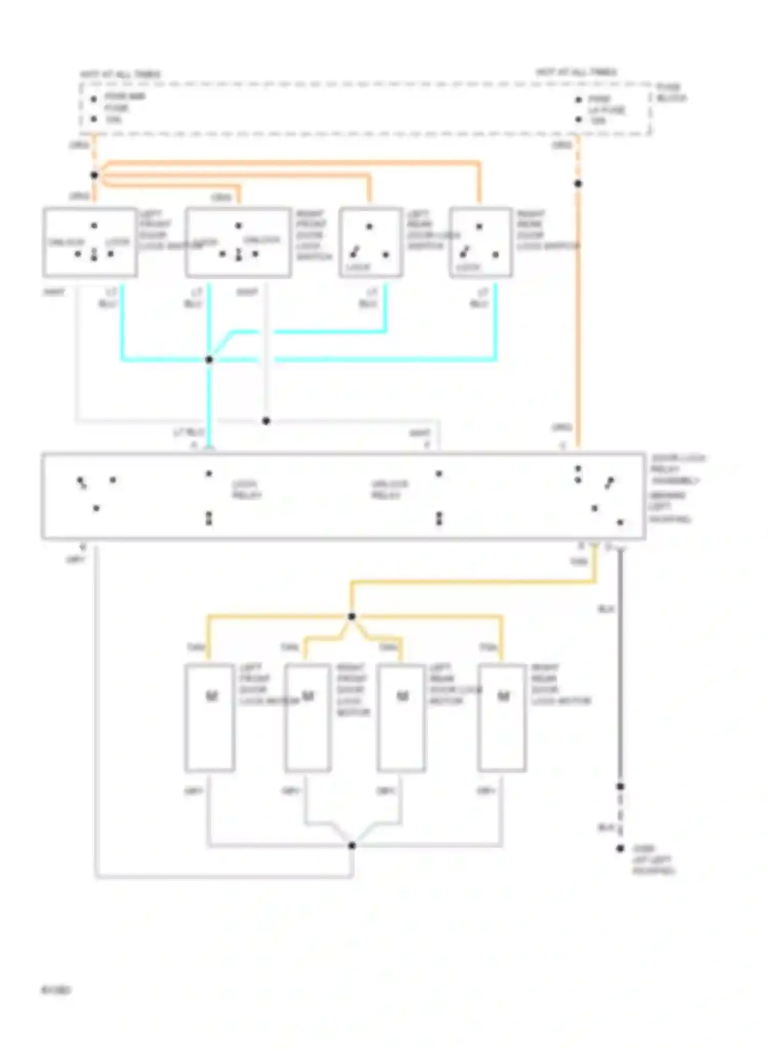 Fleetwood Cadillac II (1993-1996): Power door lock circuit, without remote/keyless entry