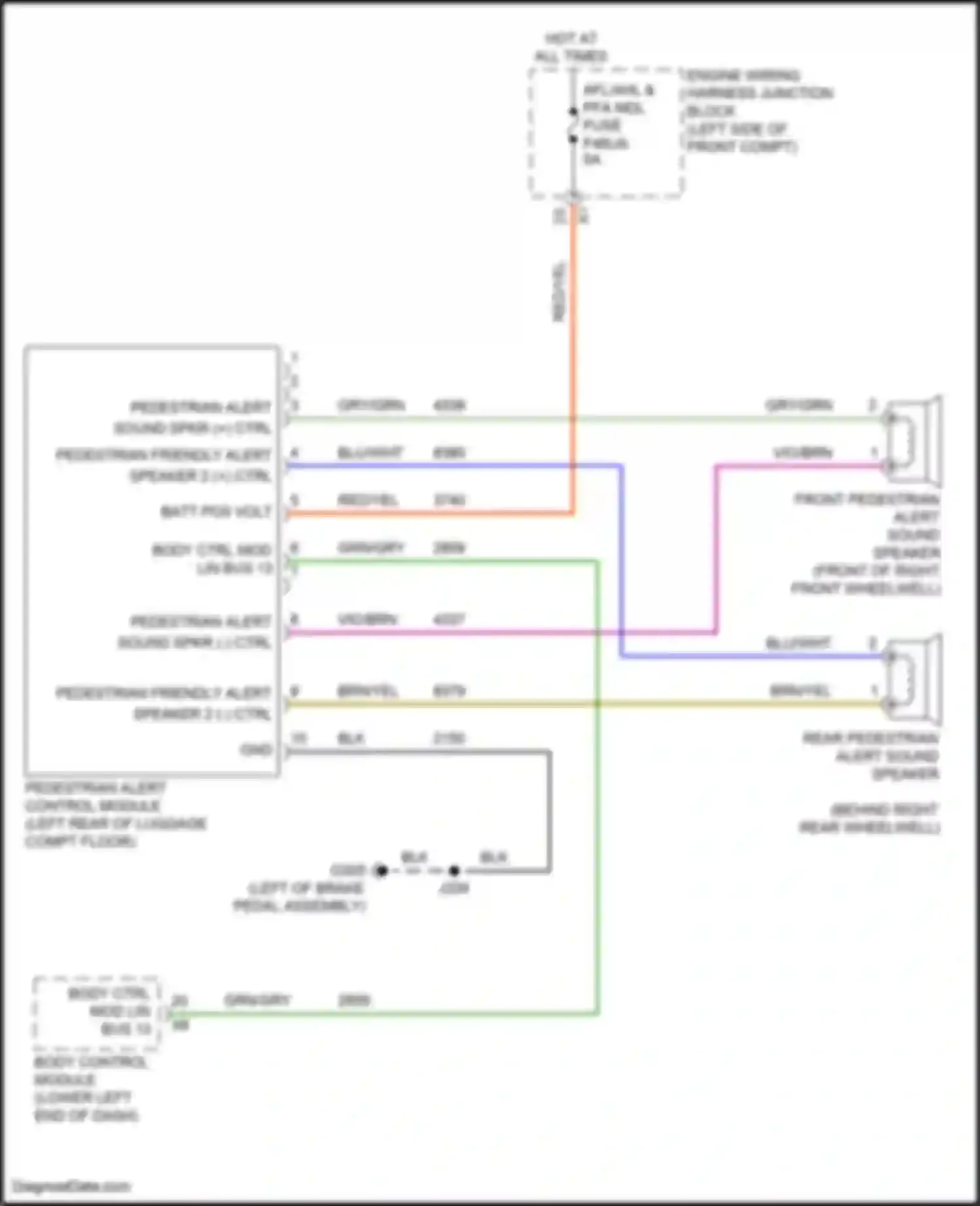 Lyriq Cadillac I (2022-2024): Pedestrian protection system circuit
