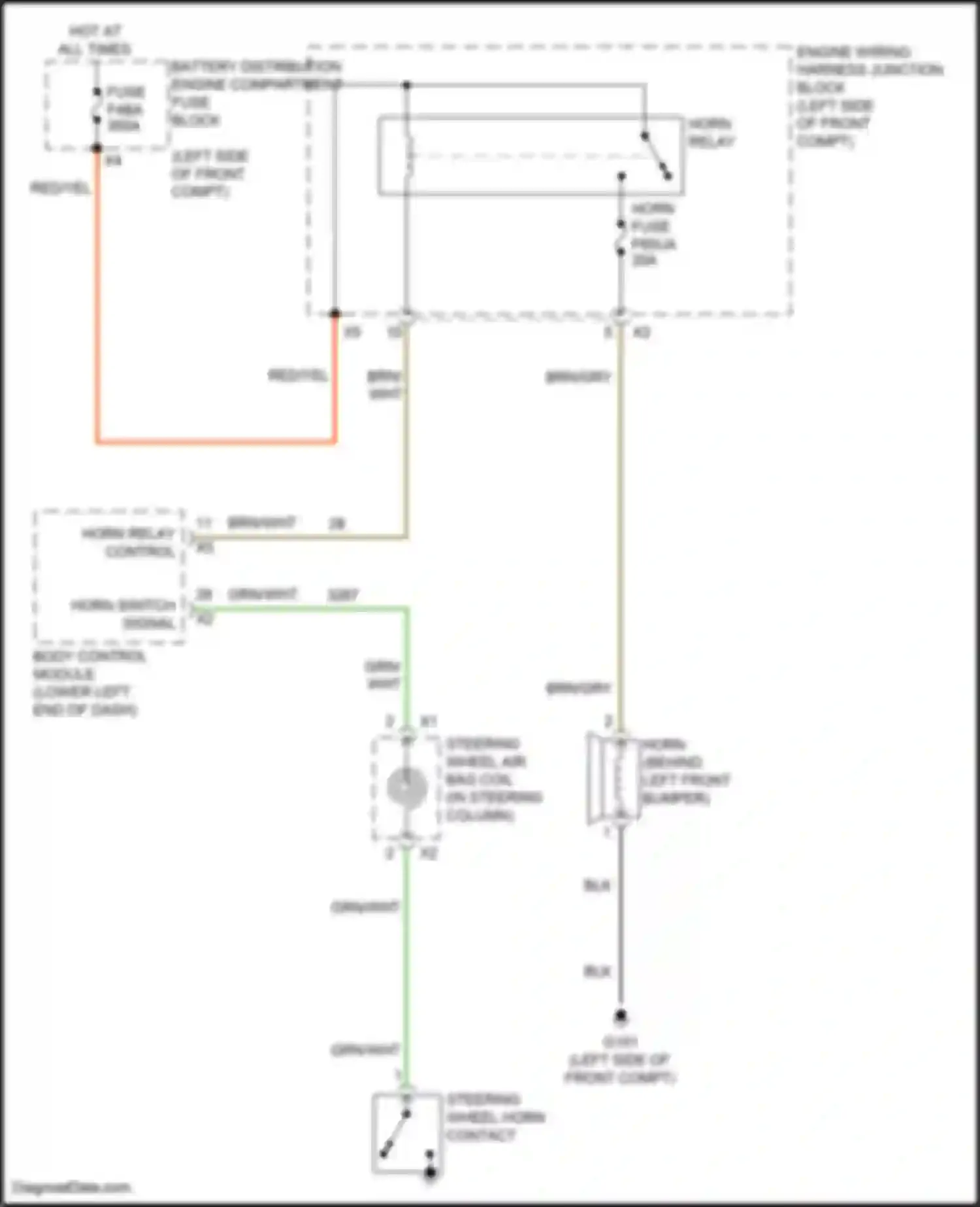Wiring diagram horn switch signal for Cadillac Lyriq I (2022-2024) (1 of 1)