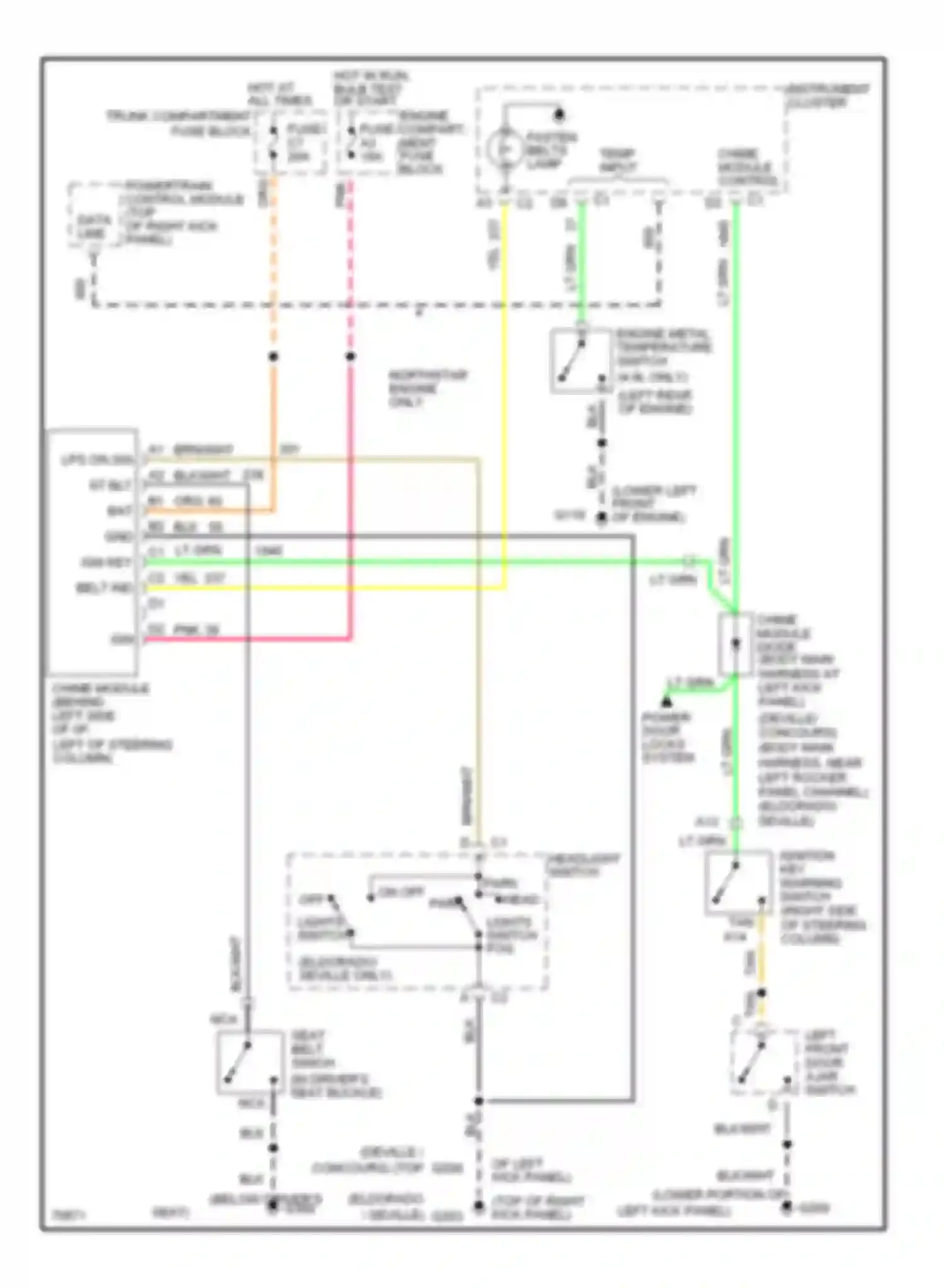 Seville Cadillac IV (1992-1997): Warning system circuits