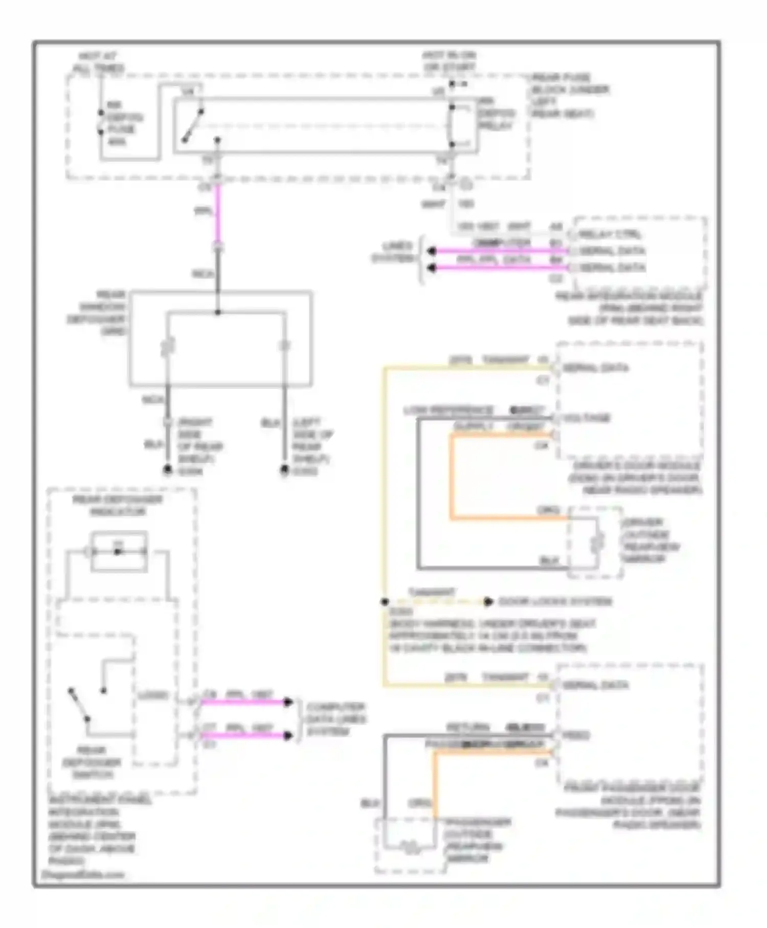 Seville Cadillac V (1998-2004): Defogger circuit