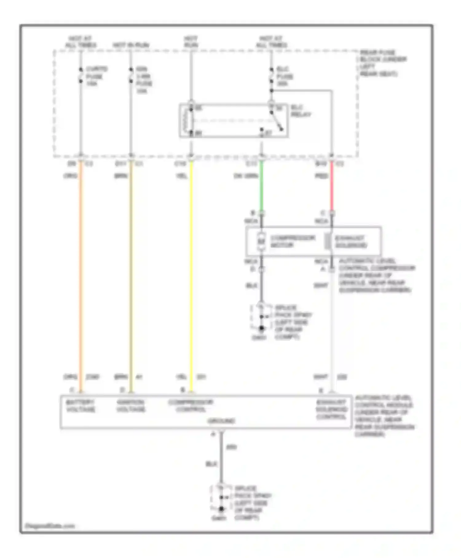 Seville Cadillac V (1998-2004): Electronic level control circuit, without electronic air
suspension