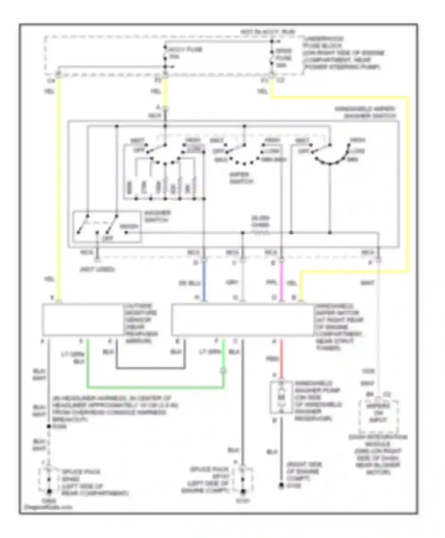Seville Cadillac V (1998-2004): Wiper/washer circuit