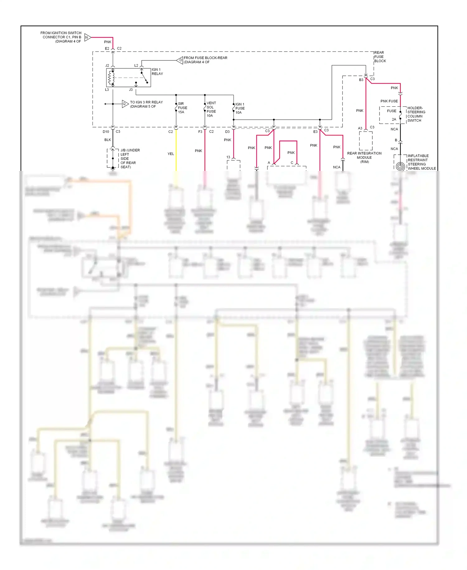 Cadillac Seville V (1998-2004) rear object sensor control module wiring diagram  (2 of 2)