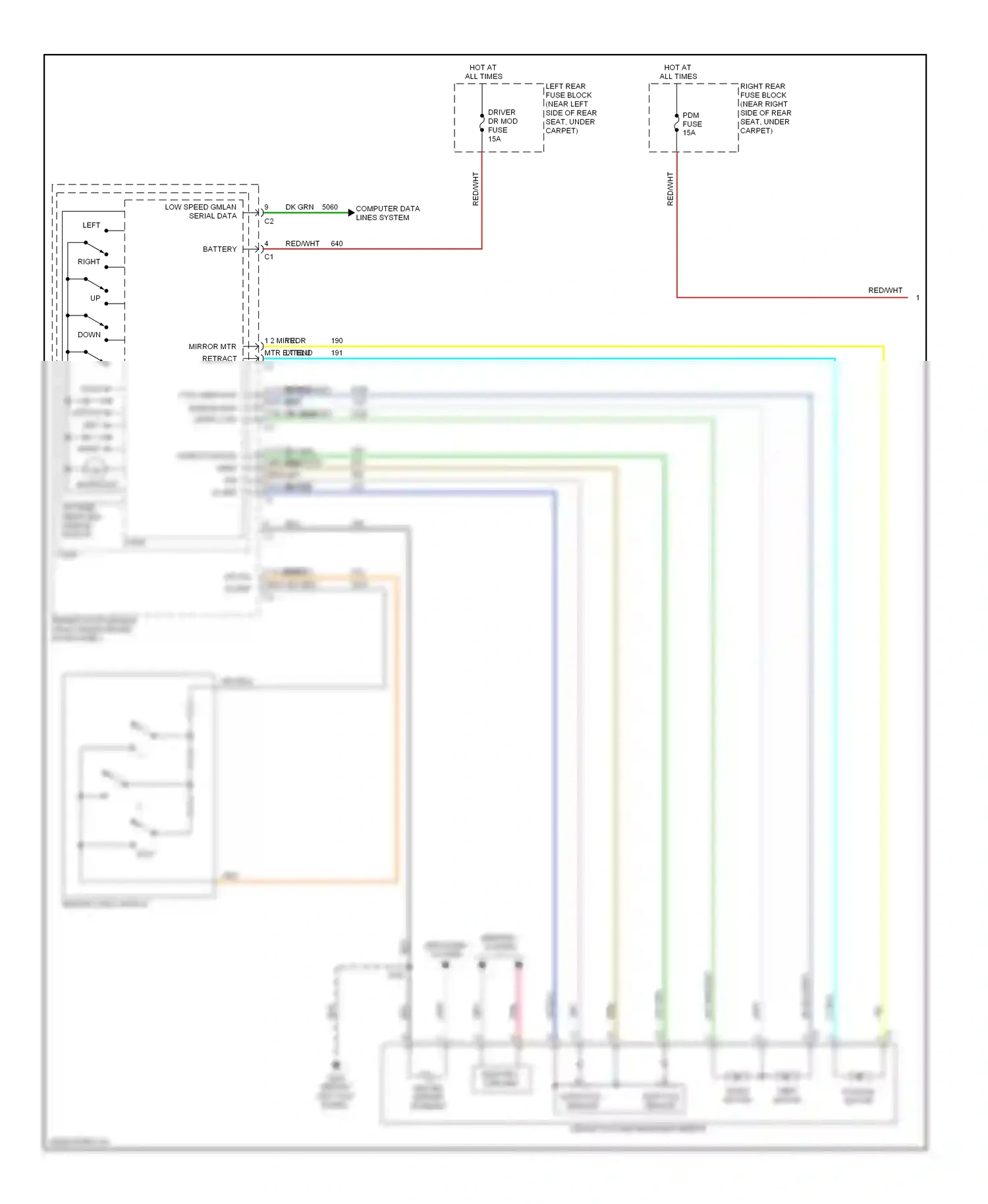 Cadillac SRX I (2003-2009) backlight wiring diagram  (1 of 2)