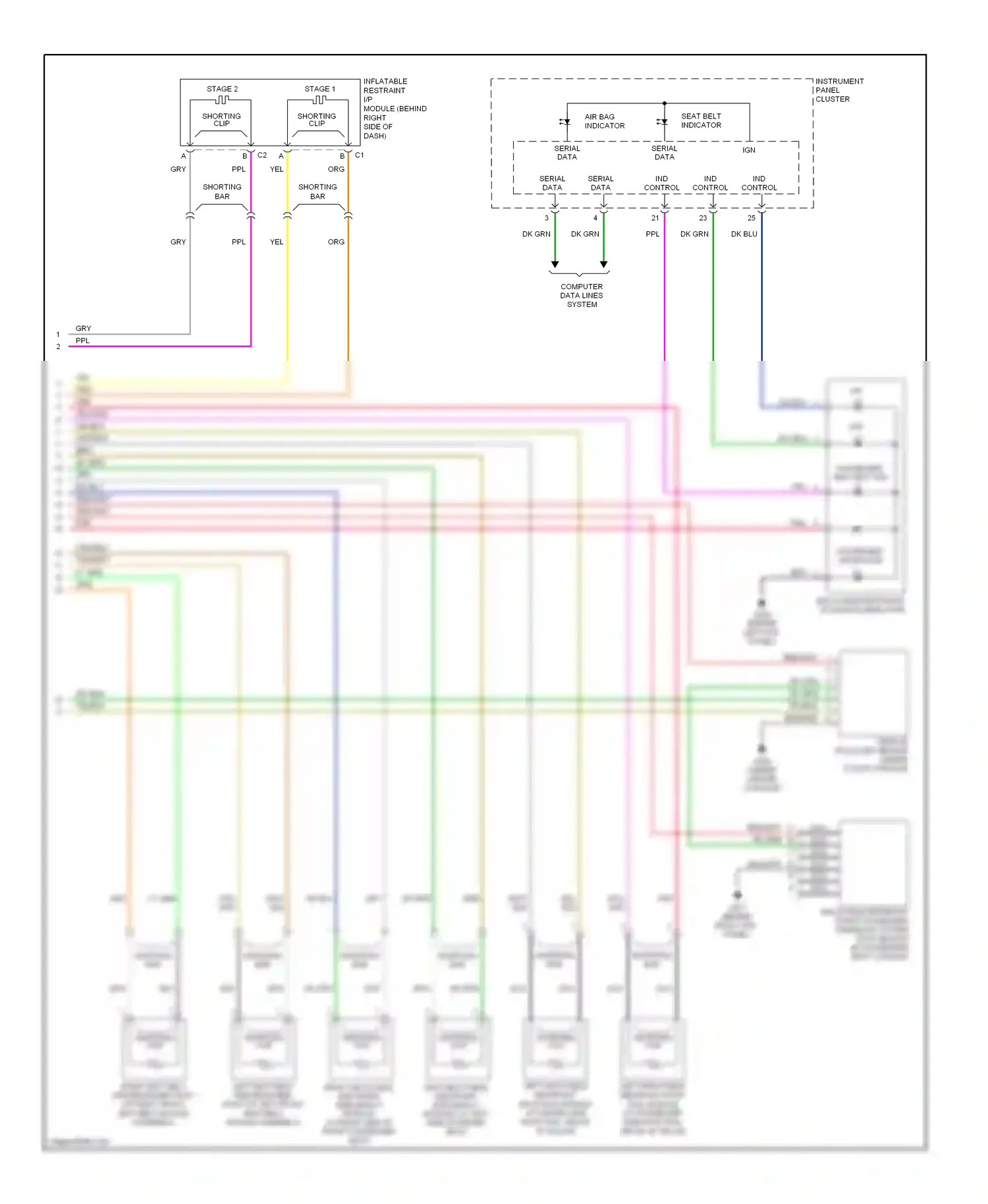 Cadillac SRX I (2003-2009) (behind left kick panel) wiring diagram  (29 of 30)