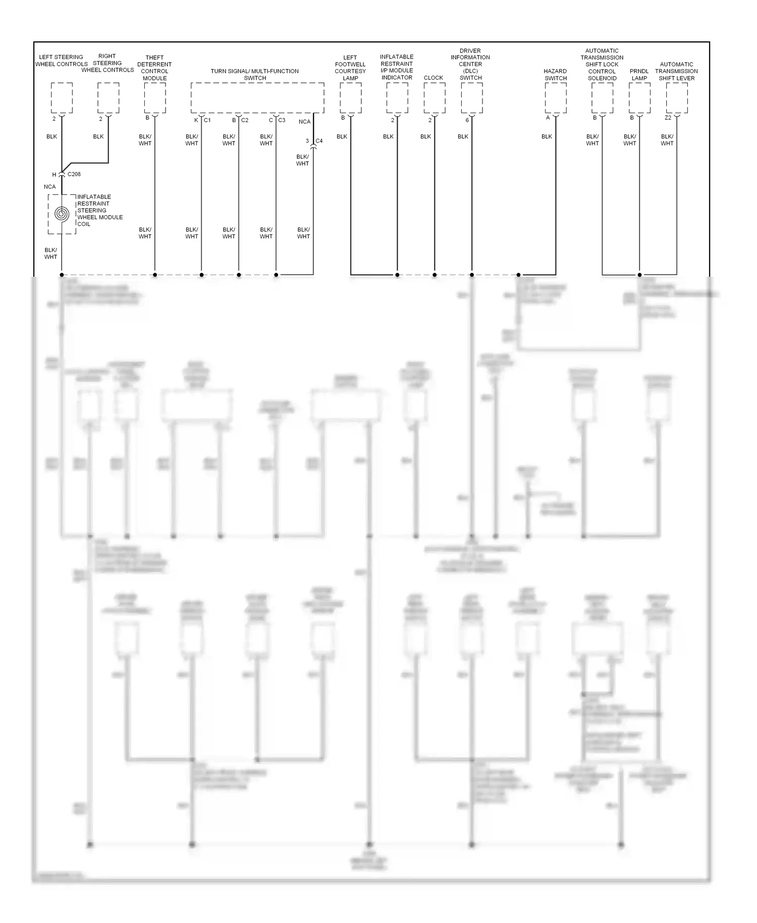 Cadillac SRX I (2003-2009) clock wiring diagram  (1 of 4)