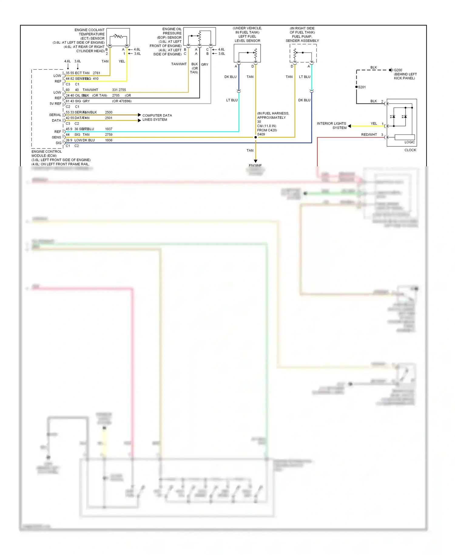 Cadillac SRX I (2003-2009) clock wiring diagram  (2 of 4)