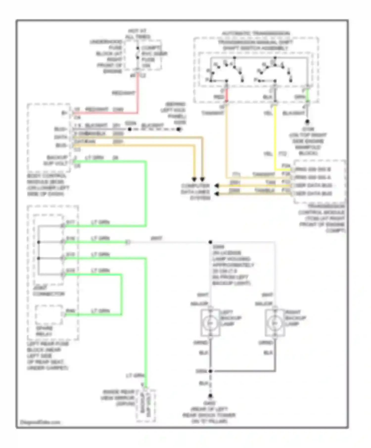 Wiring diagram hot at all times for Cadillac SRX I (2003-2009) (21 of 61)