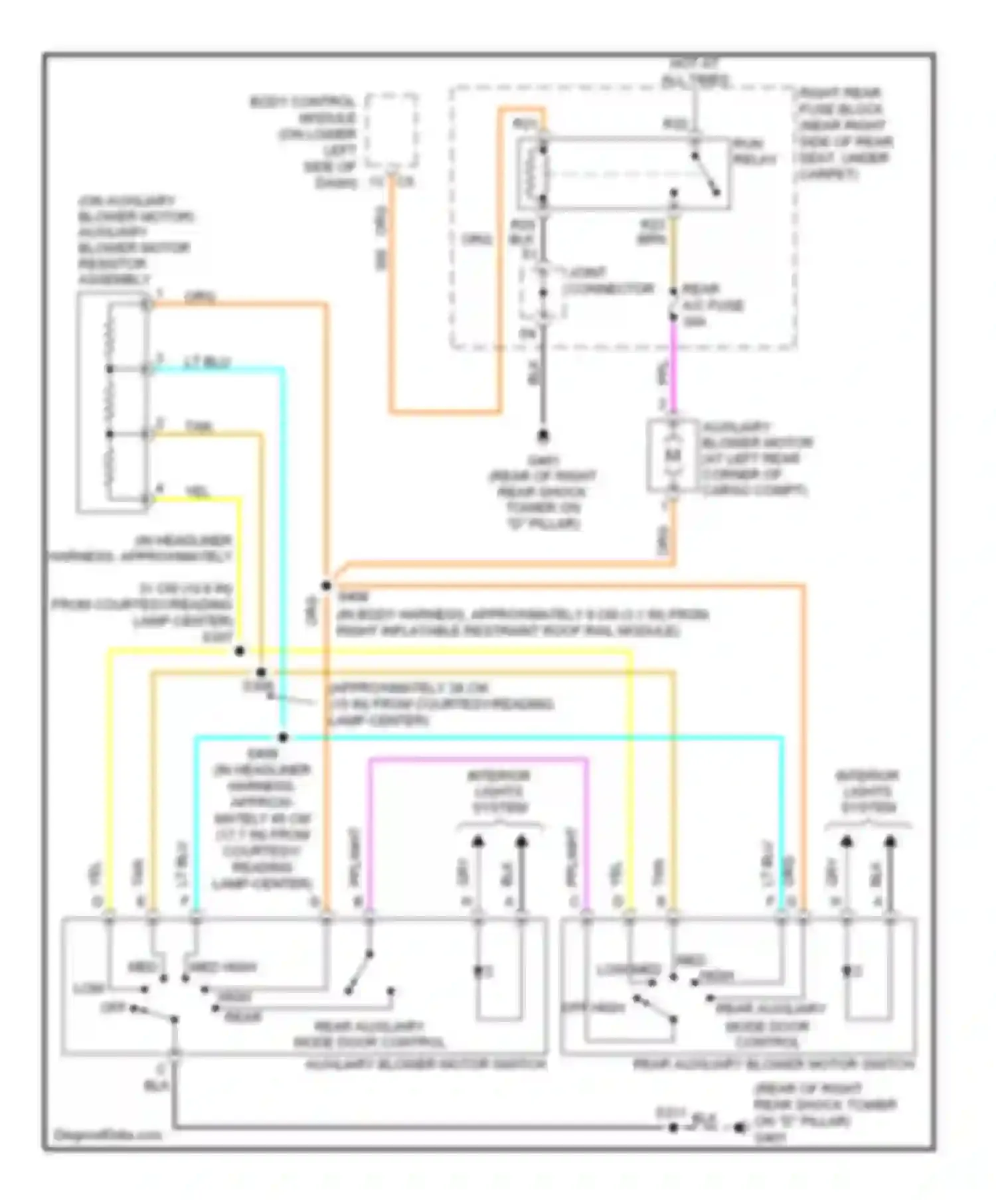 Wiring diagram rear a/c fuse for Cadillac SRX I (2003-2009) (1 of 1)