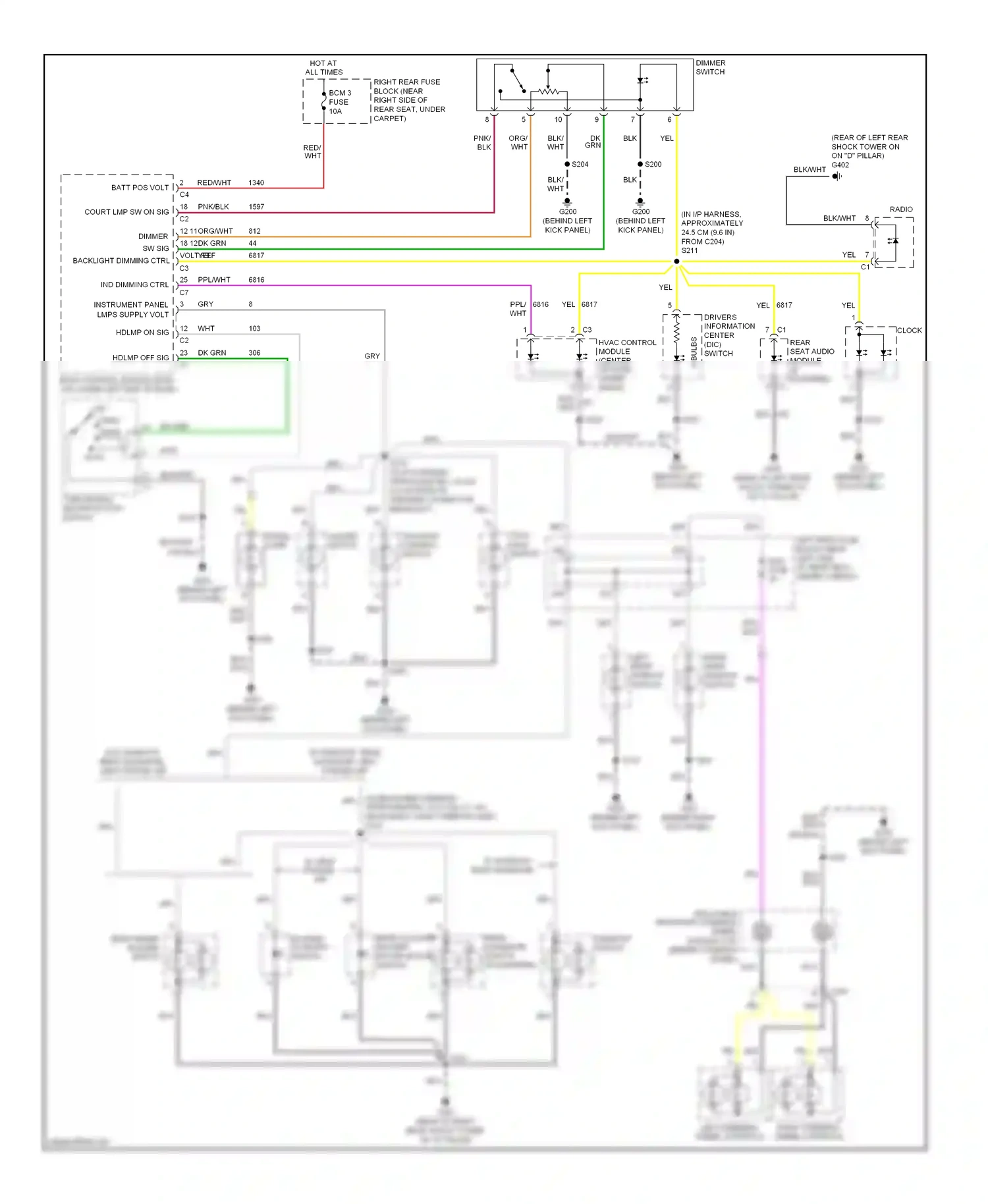 Cadillac SRX I (2003-2009) switch wiring diagram  (1 of 1)
