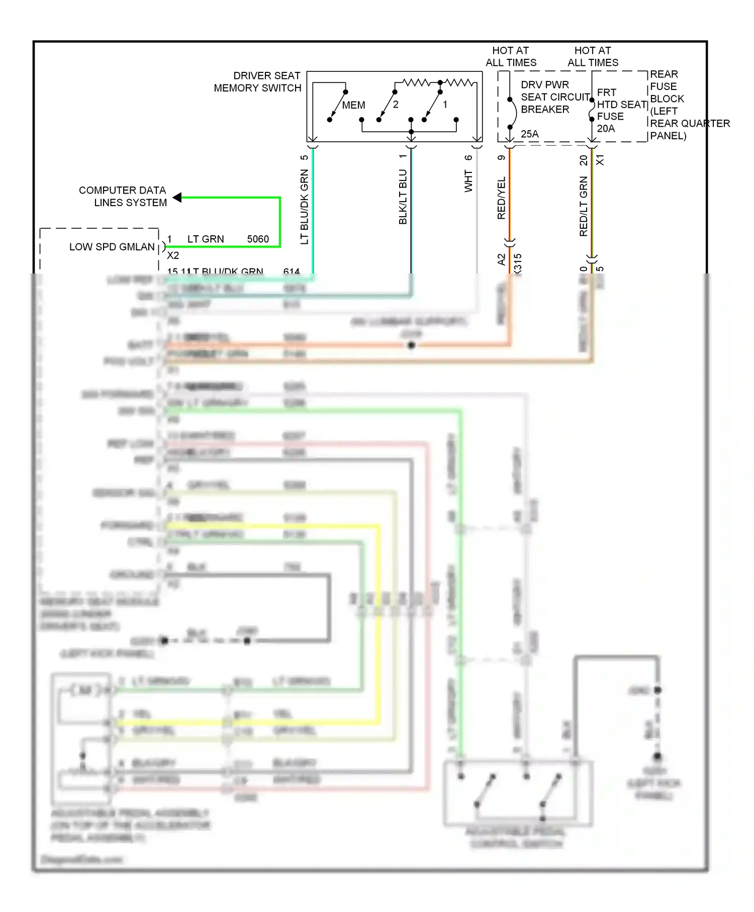Cadillac SRX II facelift (2012-2016) driver seat memory switch wiring diagram  (1 of 3)