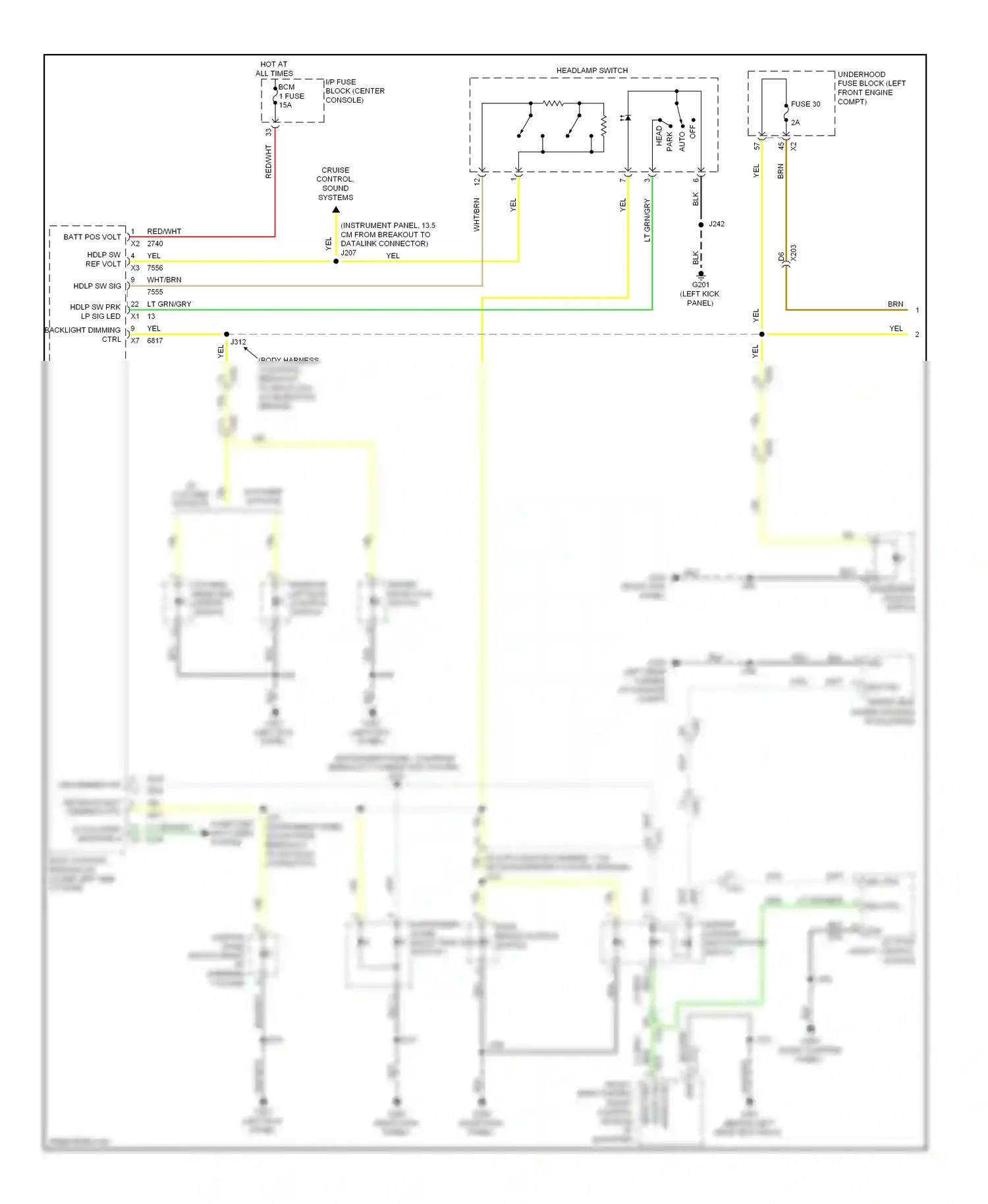 Cadillac SRX II facelift (2012-2016) interior liftgate control switch wiring diagram  (1 of 2)