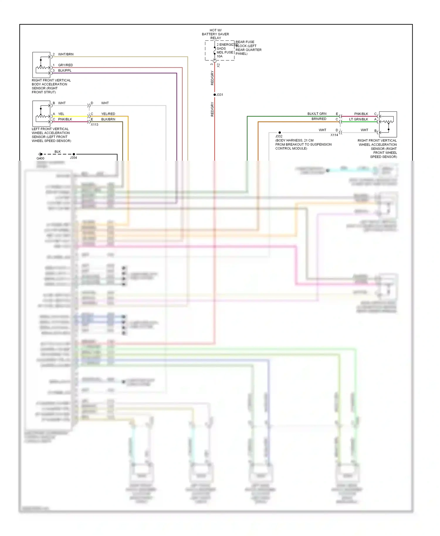 Cadillac SRX II facelift (2012-2016) left front vertical wheel acceleration sensor (left front wheel speed sensor) wiring diagram  (1 of 1)
