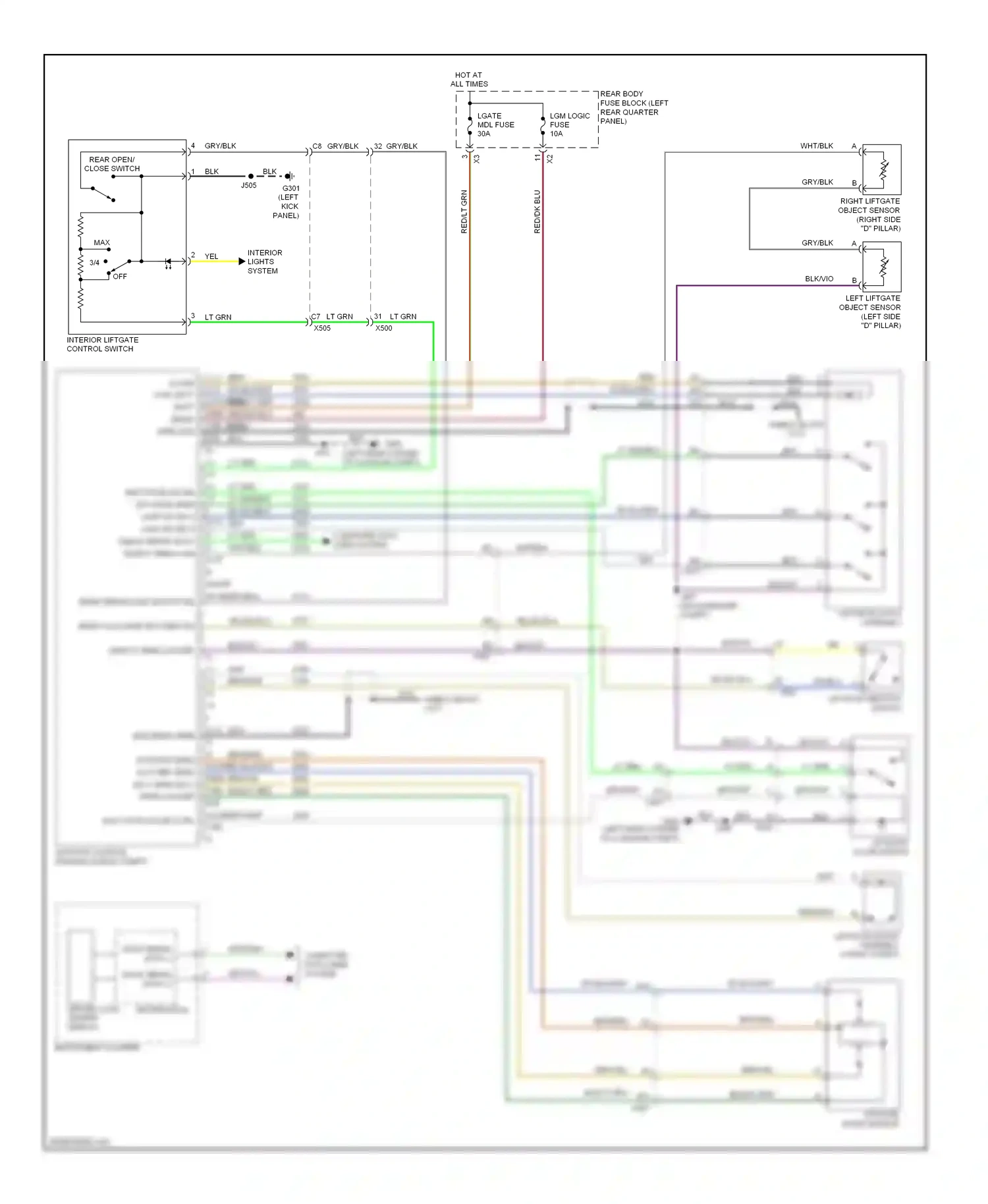 Cadillac SRX II facelift (2012-2016) (left kick panel) wiring diagram  (62 of 67)