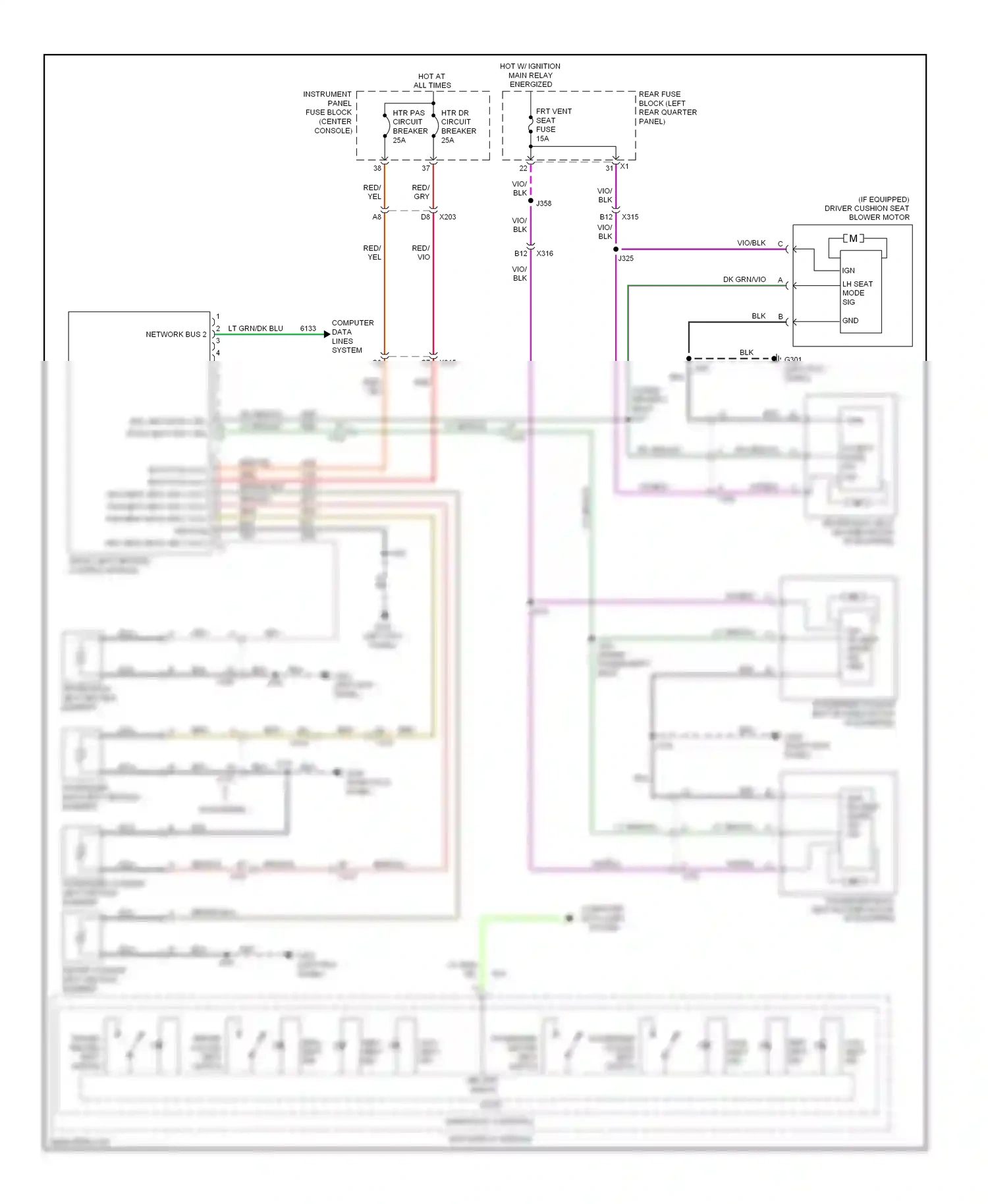 Cadillac SRX II facelift (2012-2016) (left kick panel) wiring diagram  (53 of 67)