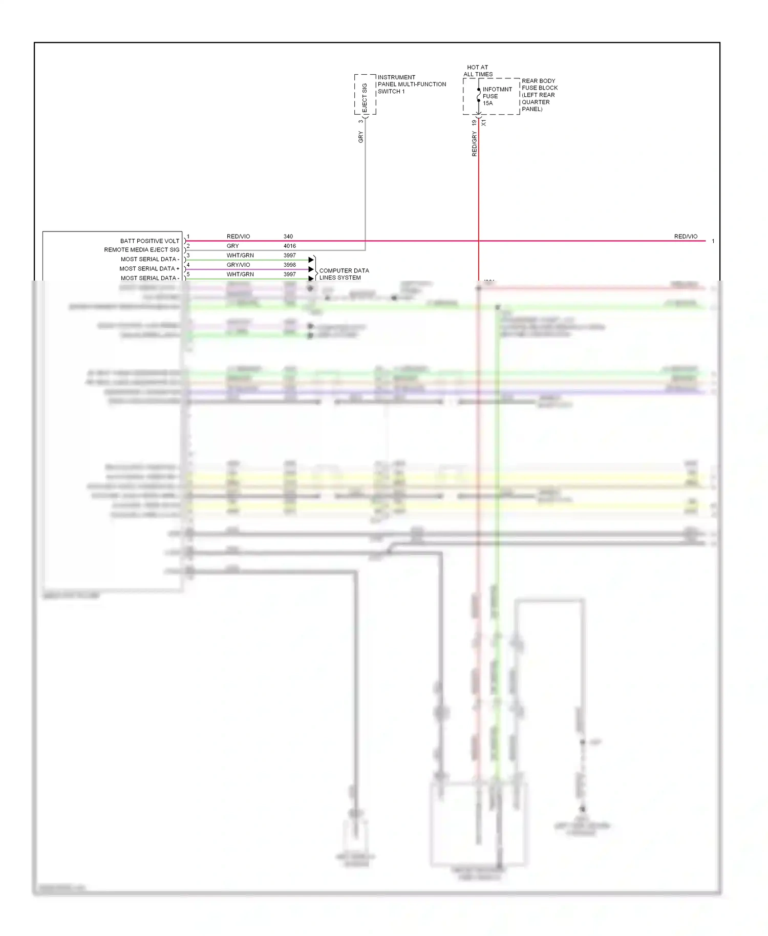 Cadillac SRX II facelift (2012-2016) (left kick panel) wiring diagram  (65 of 67)