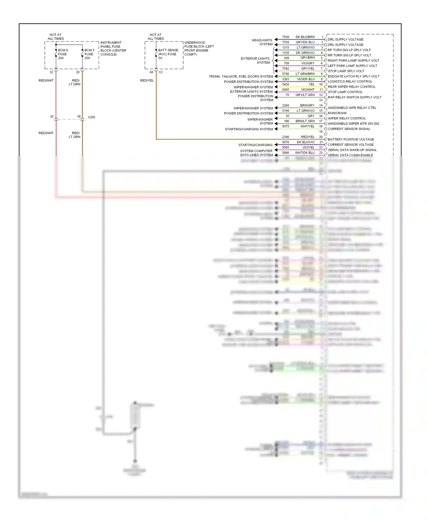 Cadillac SRX II facelift (2012-2016) (left kick panel) wiring diagram  (12 of 67)