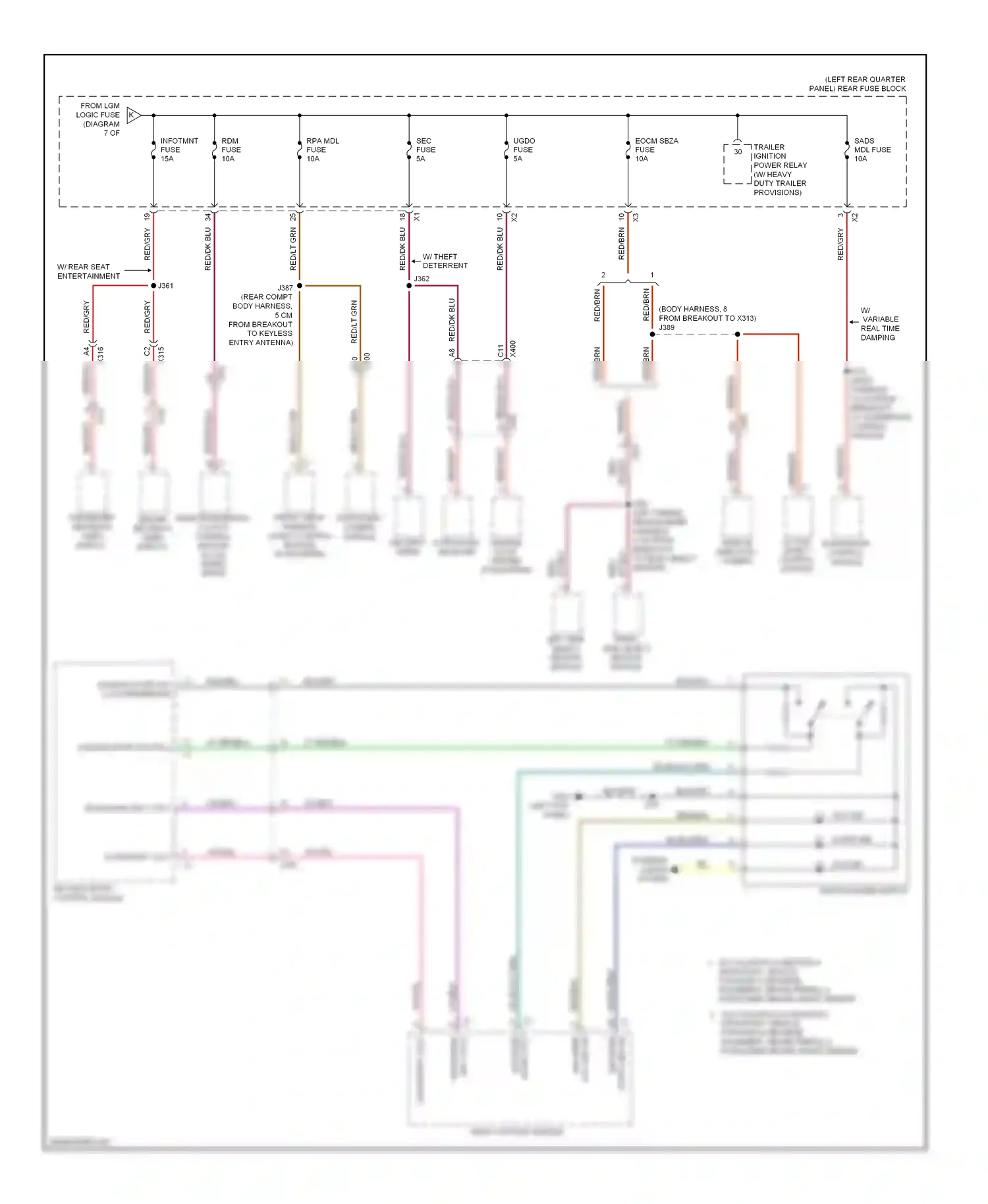 Cadillac SRX II facelift (2012-2016) (left kick panel) wiring diagram  (44 of 67)