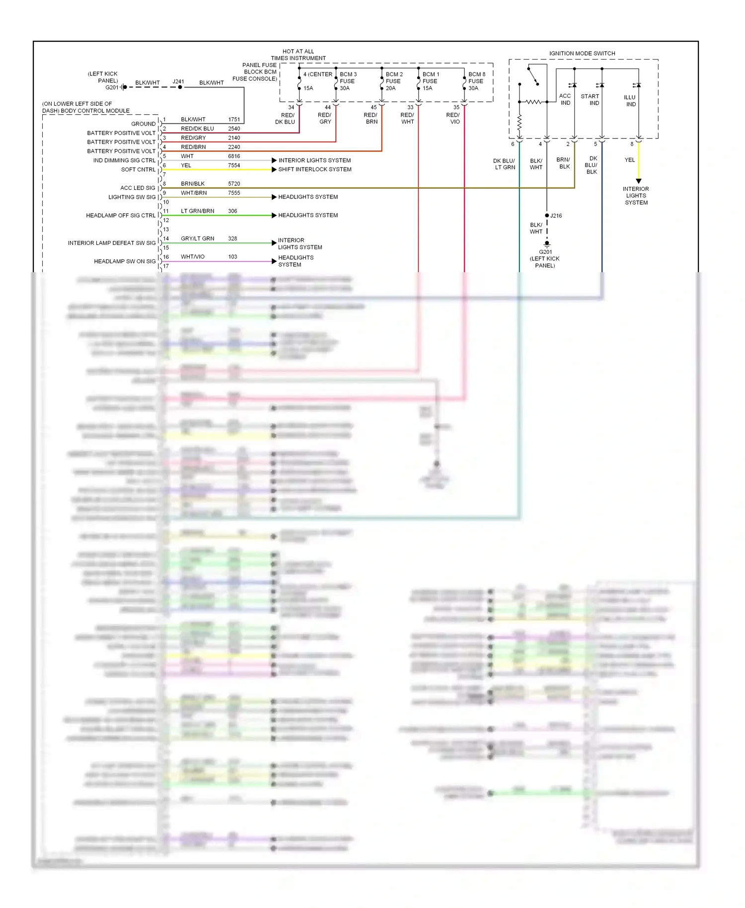Cadillac SRX II facelift (2012-2016) (left kick panel) wiring diagram  (11 of 67)