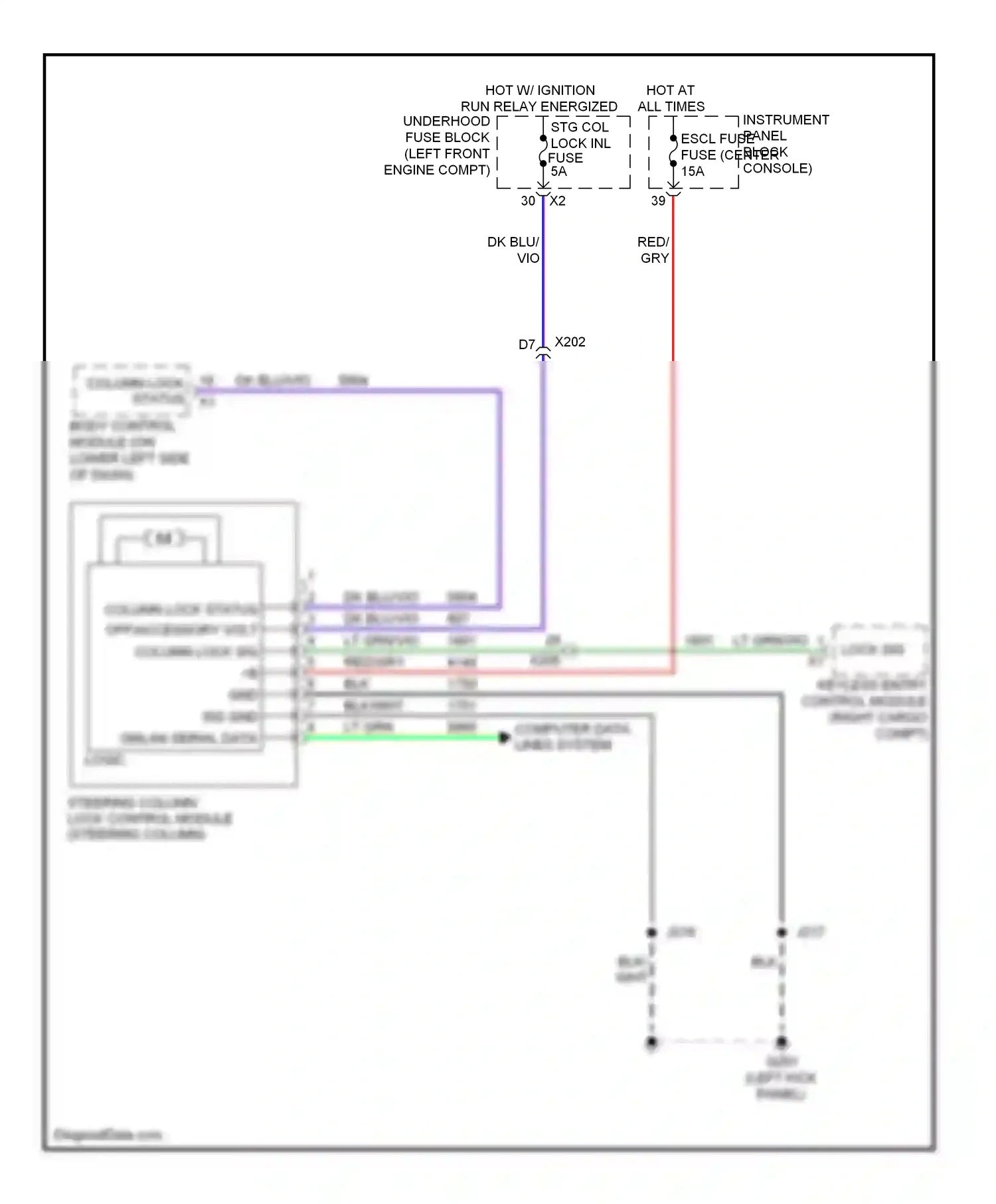 Cadillac SRX II facelift (2012-2016) (left kick panel) wiring diagram  (64 of 67)