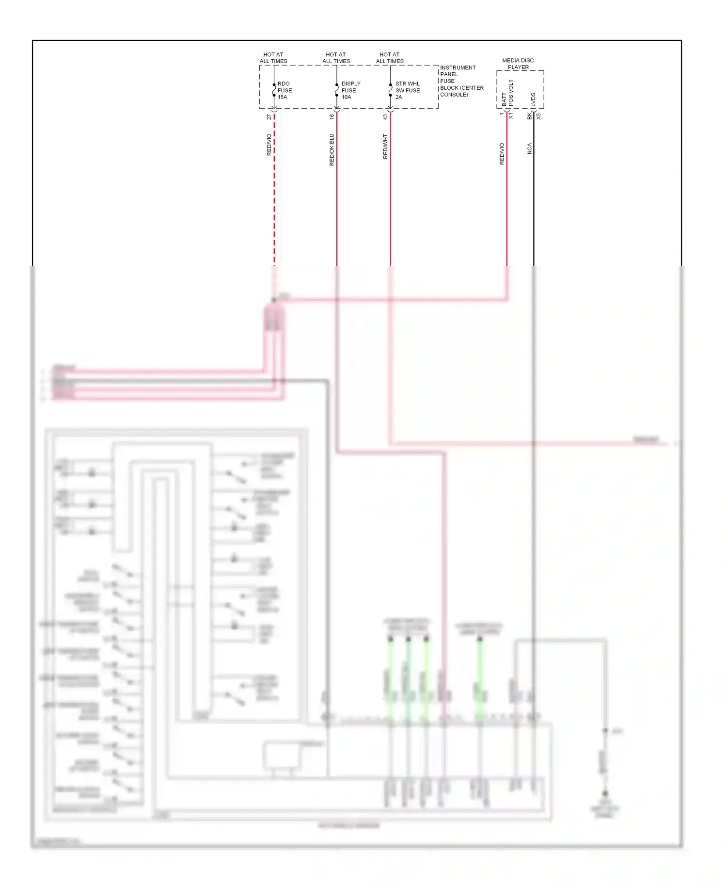 Cadillac SRX II facelift (2012-2016) (left kick panel) wiring diagram  (41 of 67)