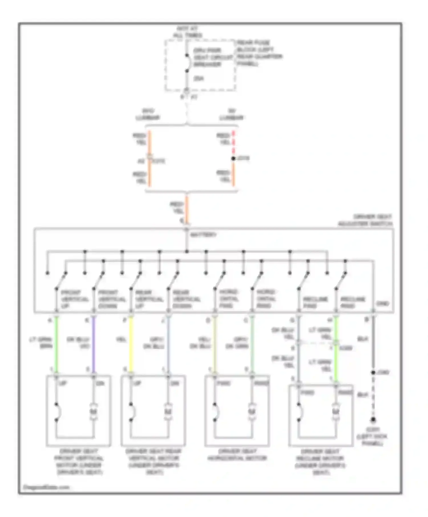 Wiring diagram recline fwd for Cadillac SRX II facelift (2012-2016) (1 of 2)