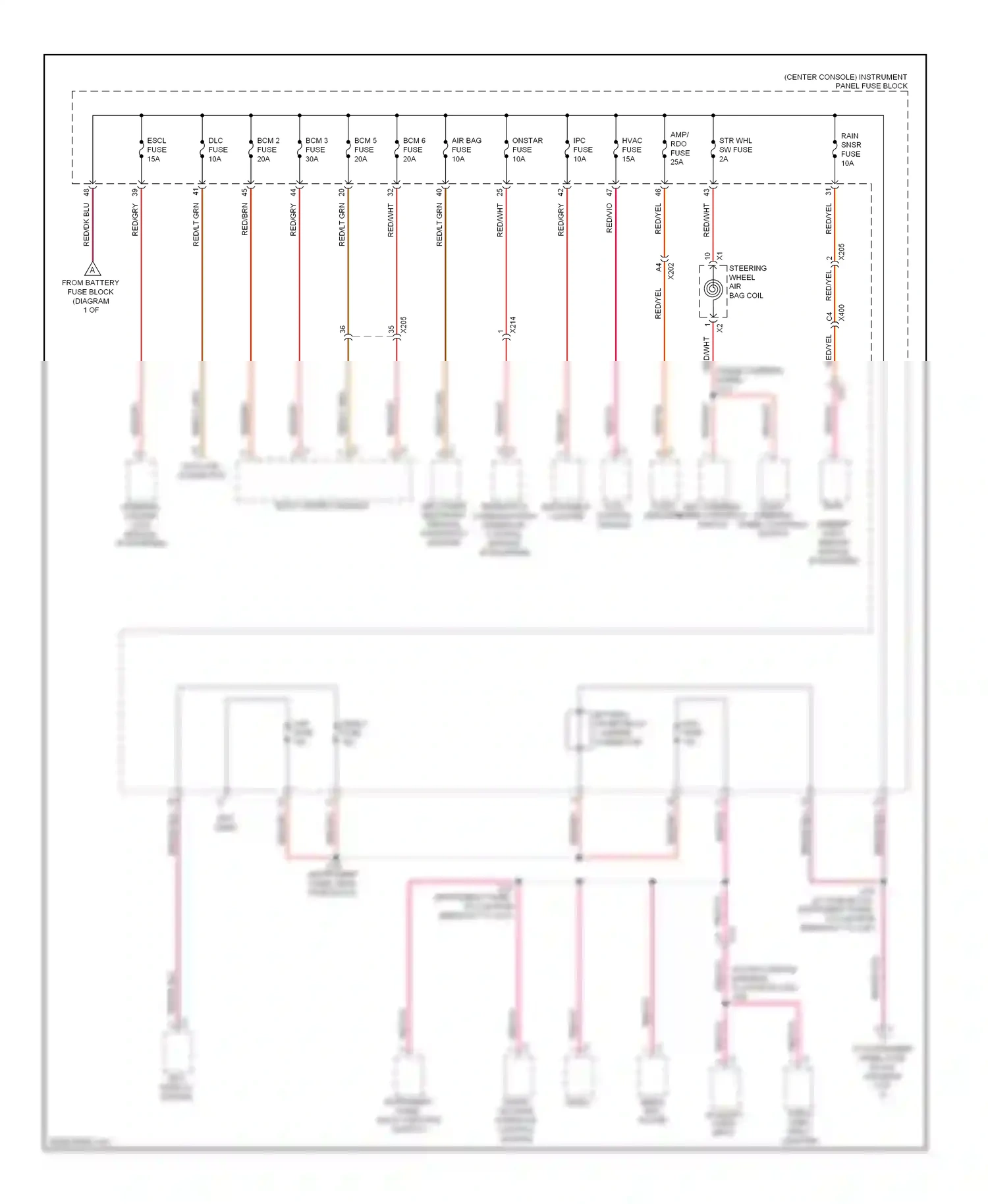 Cadillac SRX II facelift (2012-2016) red/dk blu wiring diagram  (8 of 18)