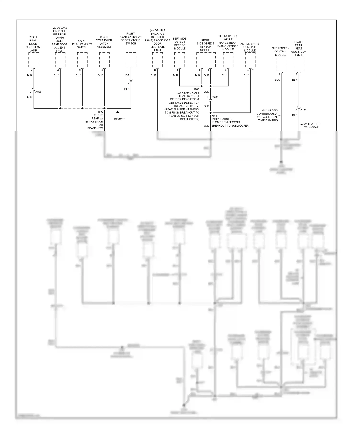 Cadillac SRX II facelift (2012-2016) right side object sensor module wiring diagram  (3 of 4)