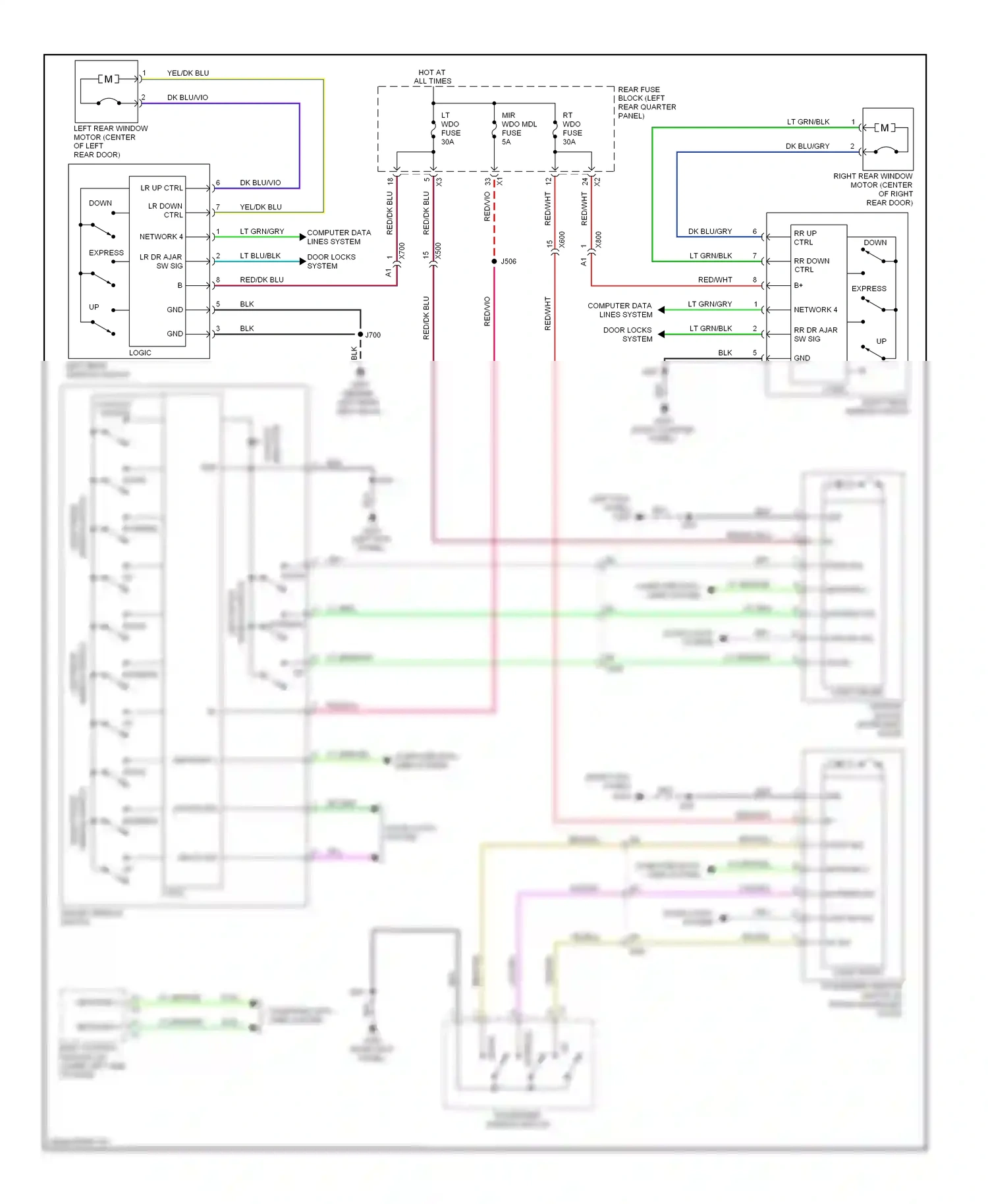 Cadillac SRX II facelift (2012-2016) window switch left front wiring diagram  (1 of 1)