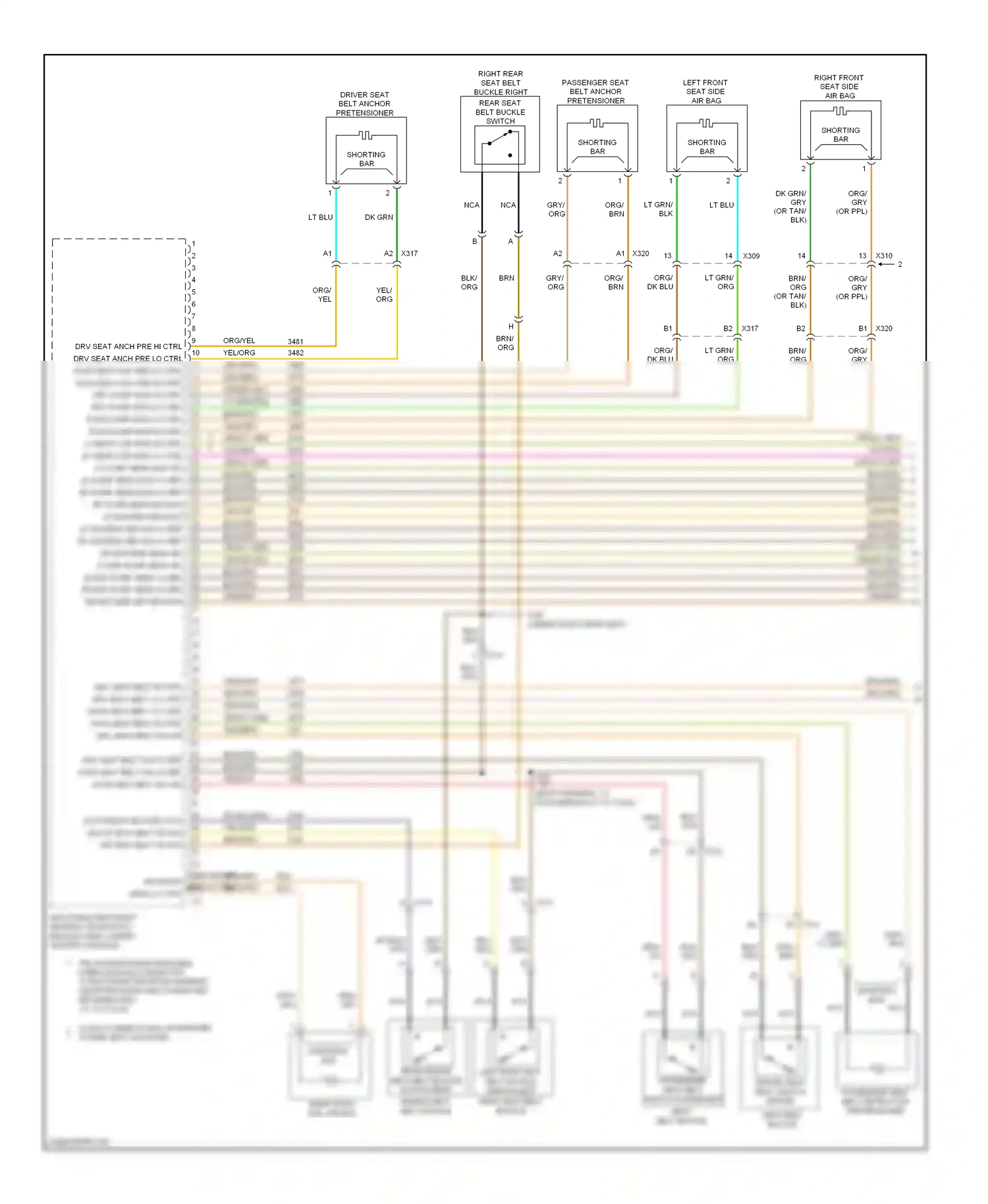 Cadillac SRX II facelift (2012-2016) yel/org wiring diagram  (1 of 2)