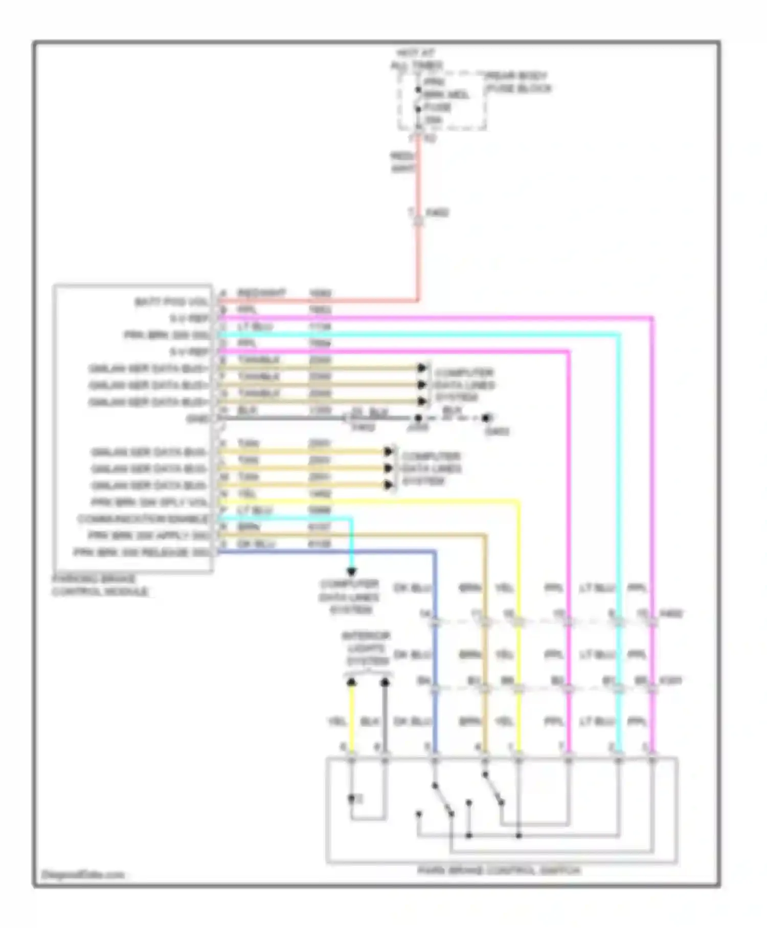 SRX Cadillac II (2009-2012): Park brake system circuit