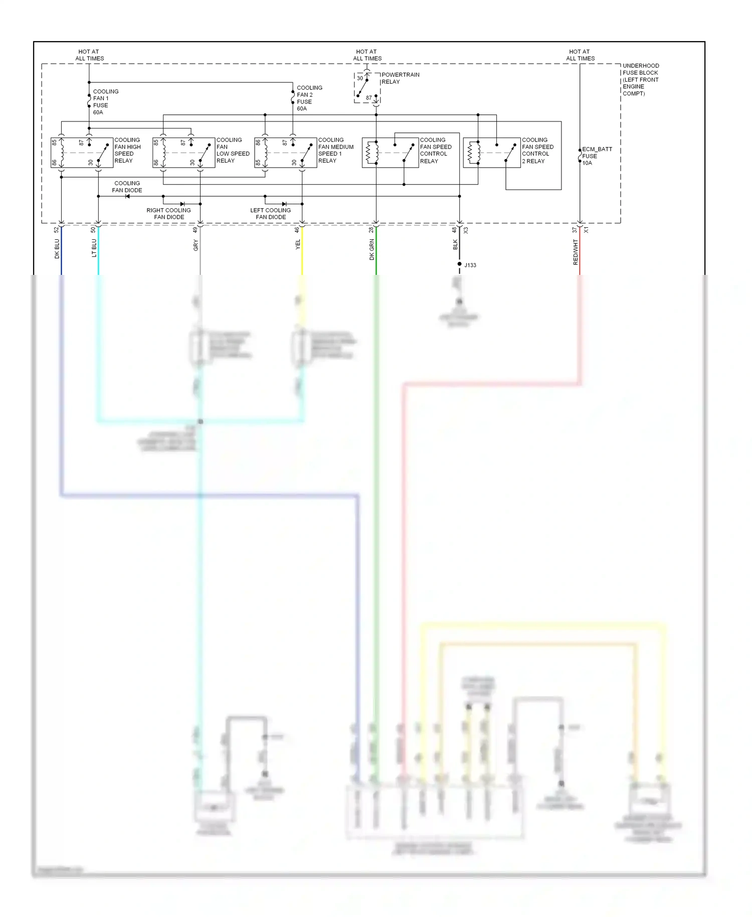 Cadillac SRX II (2009-2012) engine control module (left front engine compt) wiring diagram  (2 of 7)