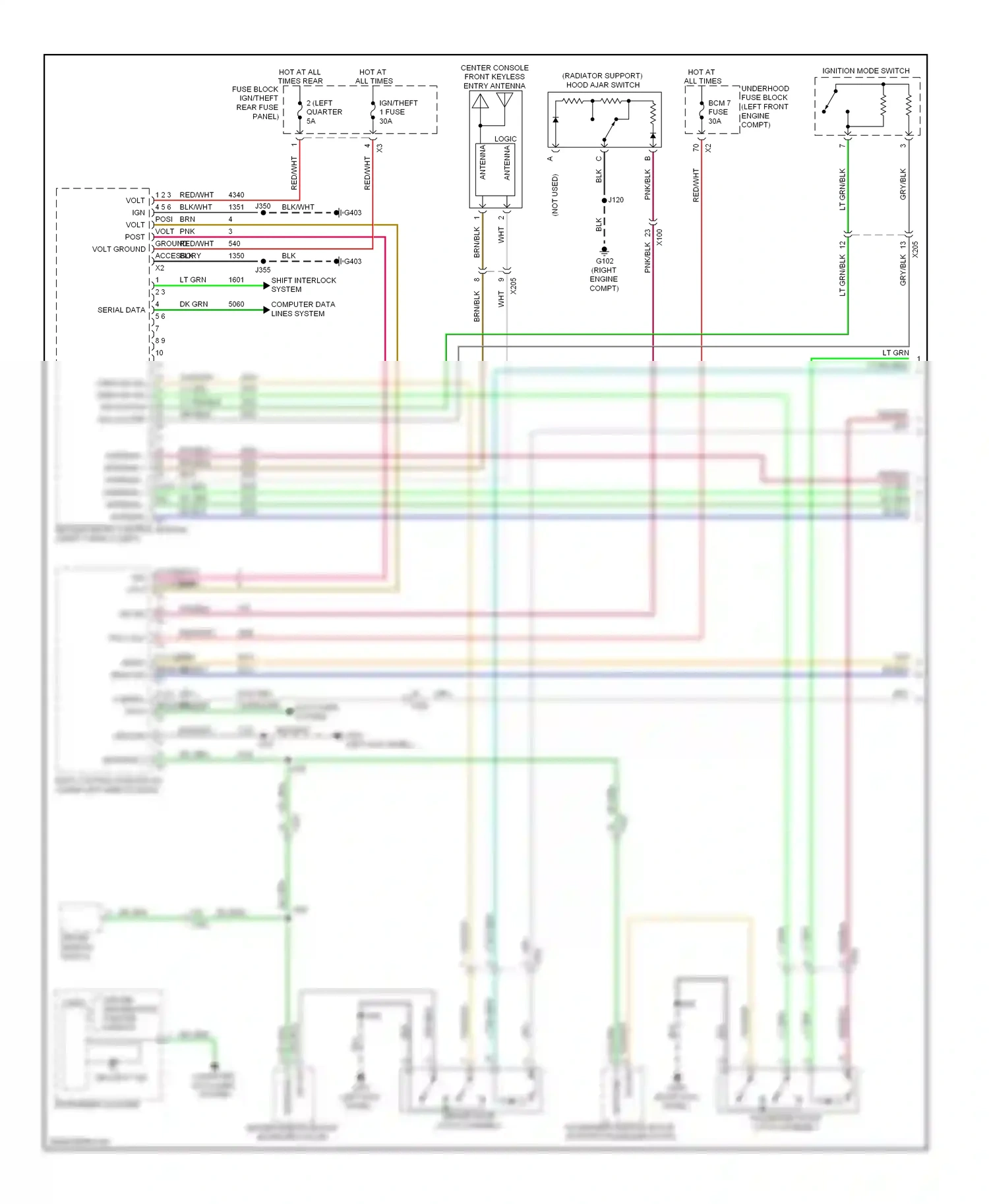 Cadillac SRX II (2009-2012) keyless entry control module (right cargo compt) wiring diagram  (2 of 7)