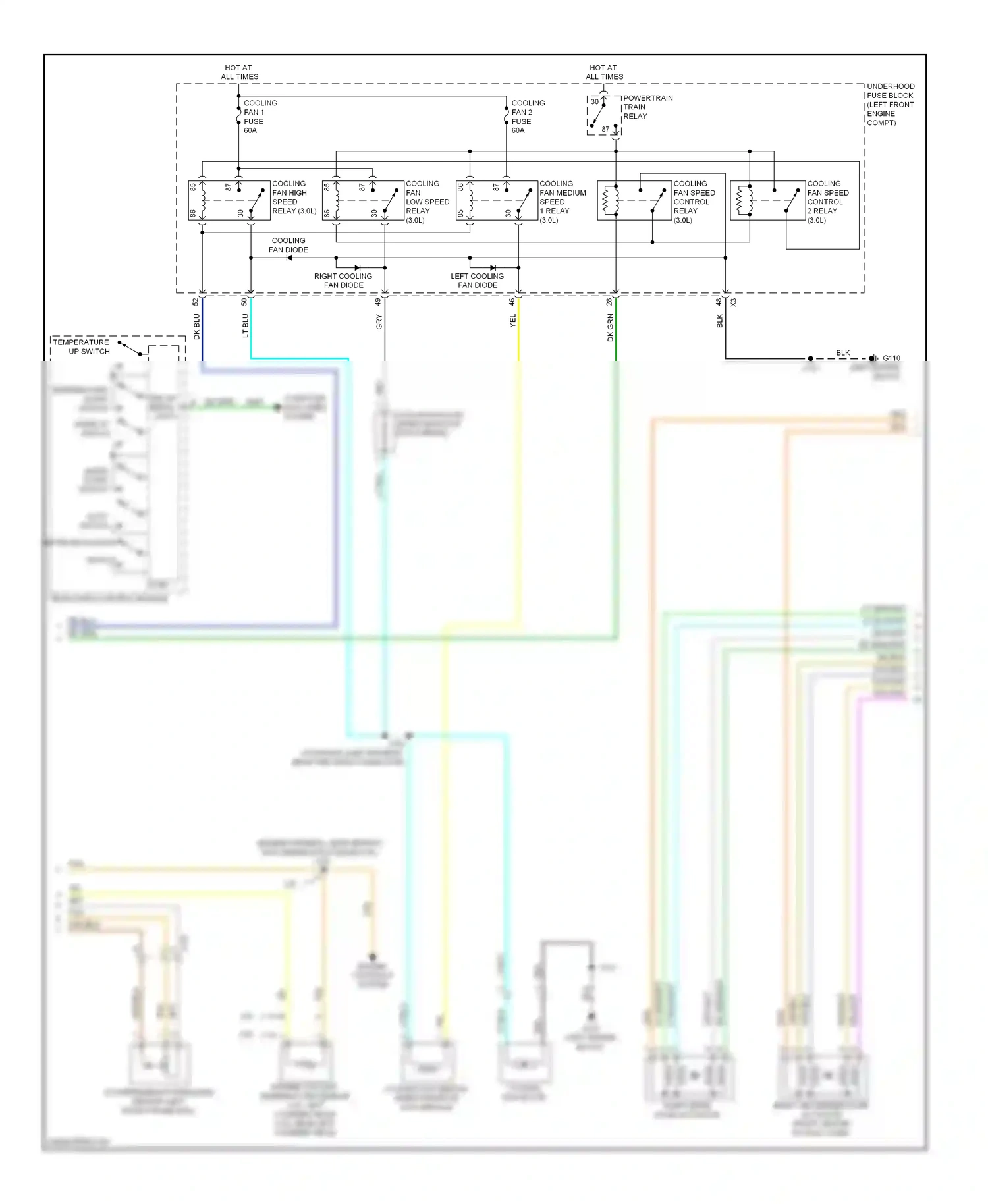 Cadillac SRX II (2009-2012) (left engine block) wiring diagram  (2 of 3)