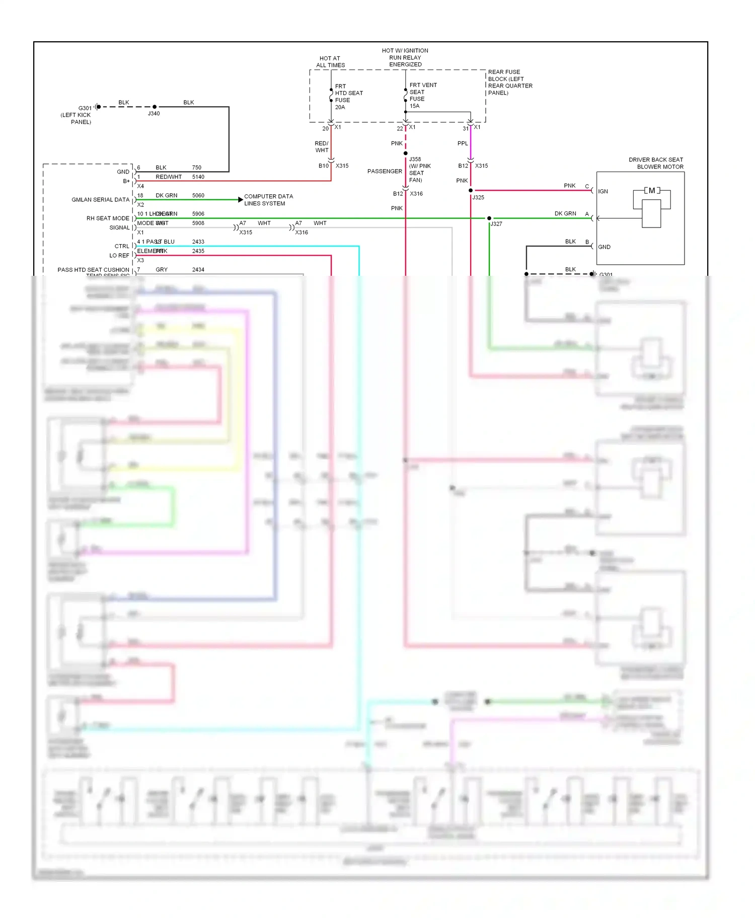 Cadillac SRX II (2009-2012) (left kick panel) wiring diagram  (33 of 48)