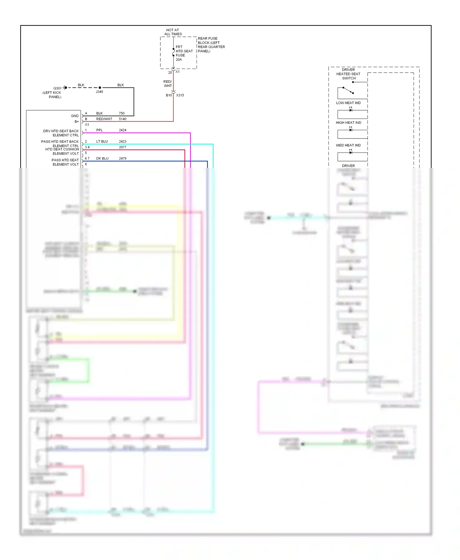Cadillac SRX II (2009-2012) (left kick panel) wiring diagram  (34 of 48)