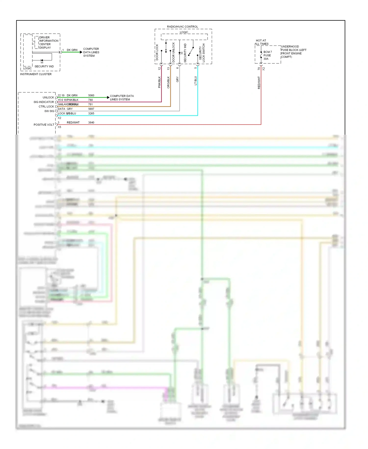 Cadillac SRX II (2009-2012) (left kick panel) wiring diagram  (7 of 48)