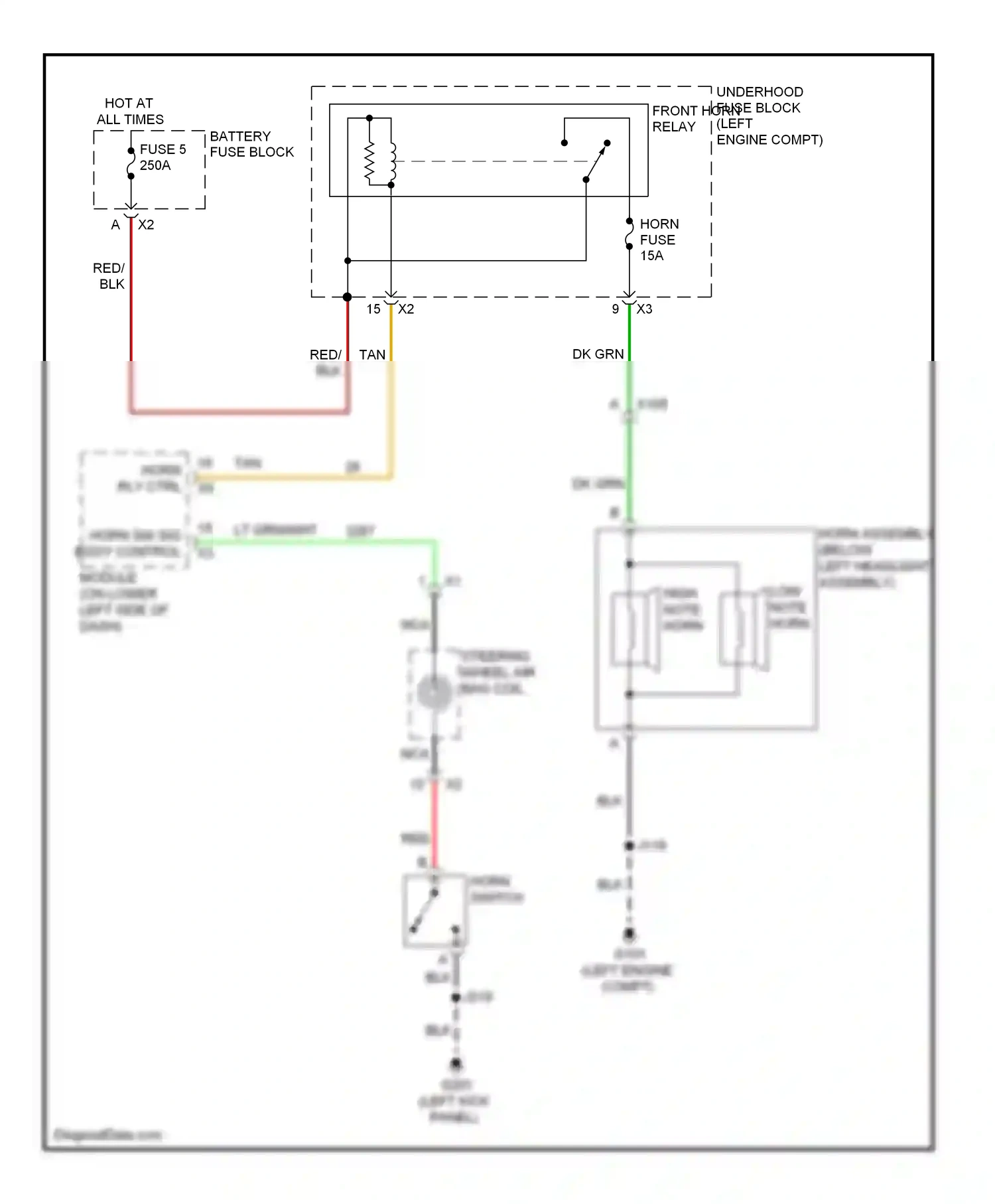 Cadillac SRX II (2009-2012) (left kick panel) wiring diagram  (24 of 48)