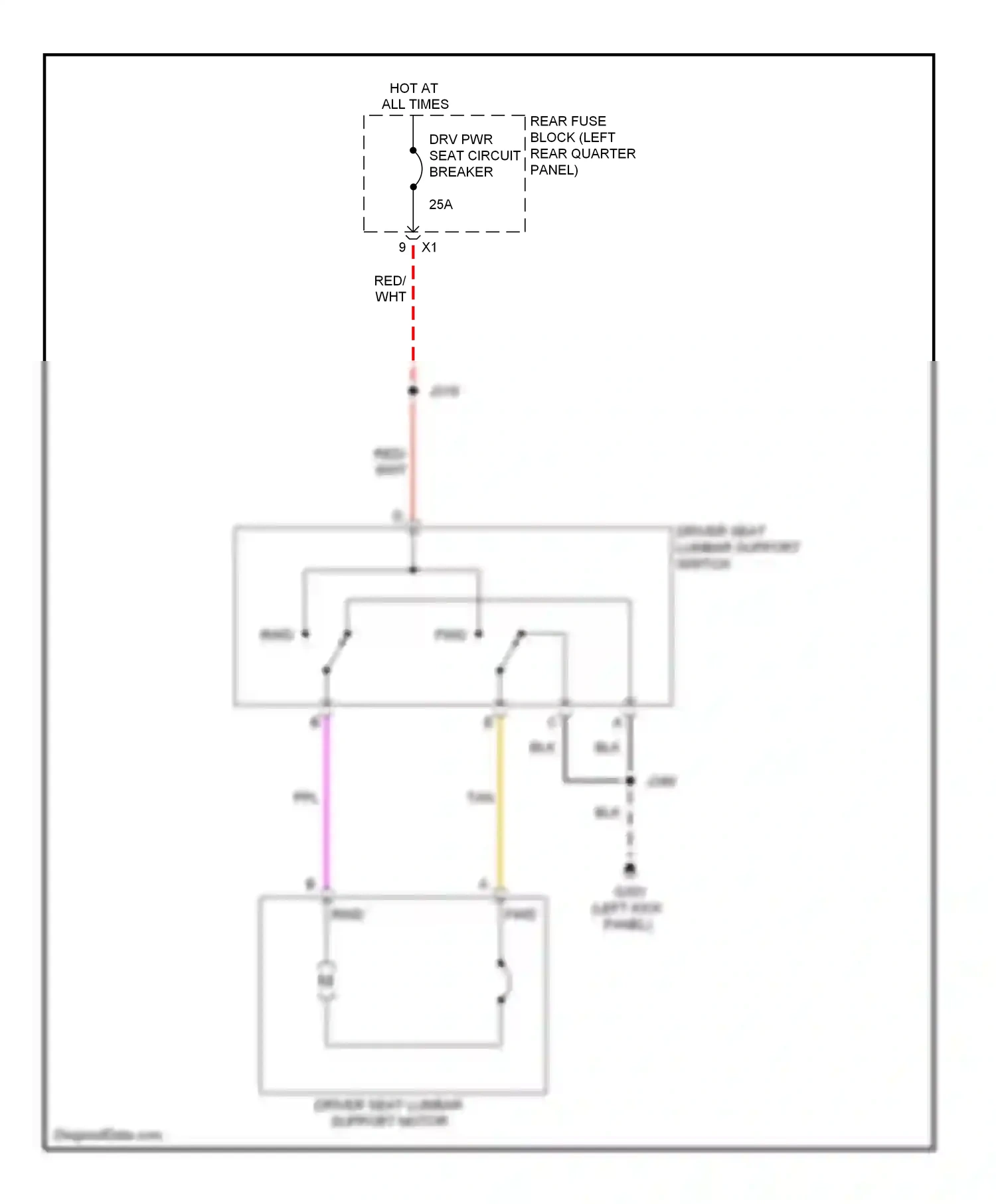 Cadillac SRX II (2009-2012) (left kick panel) wiring diagram  (32 of 48)