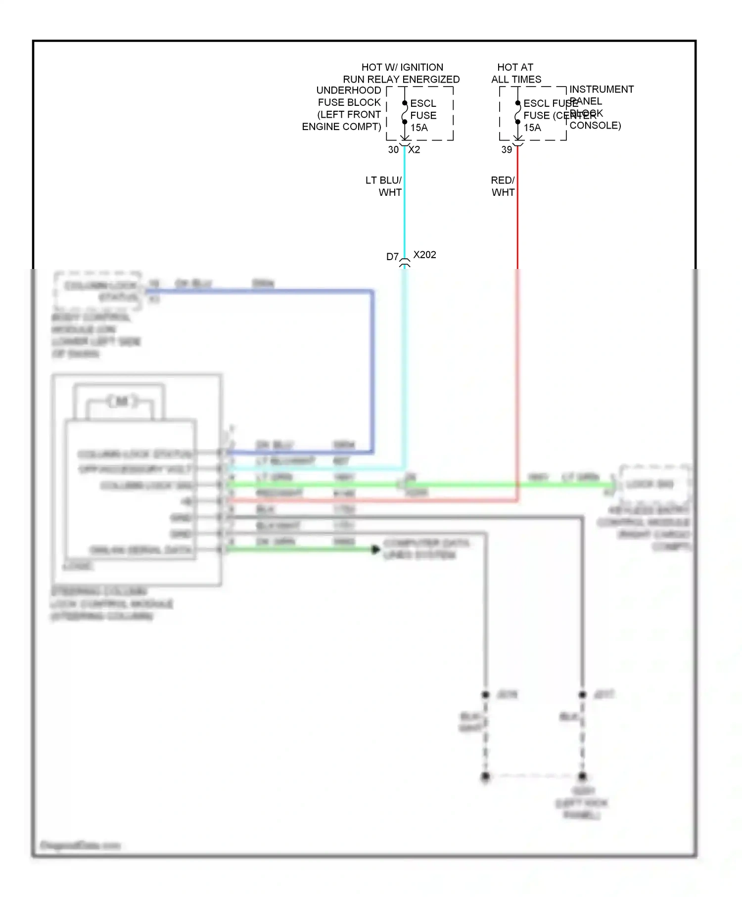 Cadillac SRX II (2009-2012) (left kick panel) wiring diagram  (47 of 48)