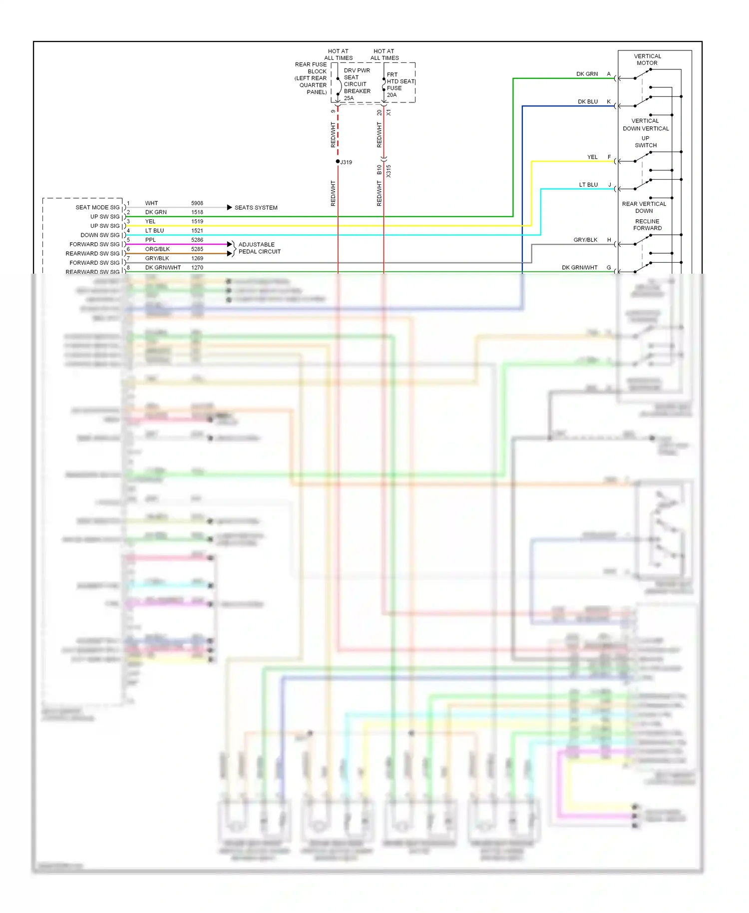 Cadillac SRX II (2009-2012) (left kick panel) wiring diagram  (29 of 48)