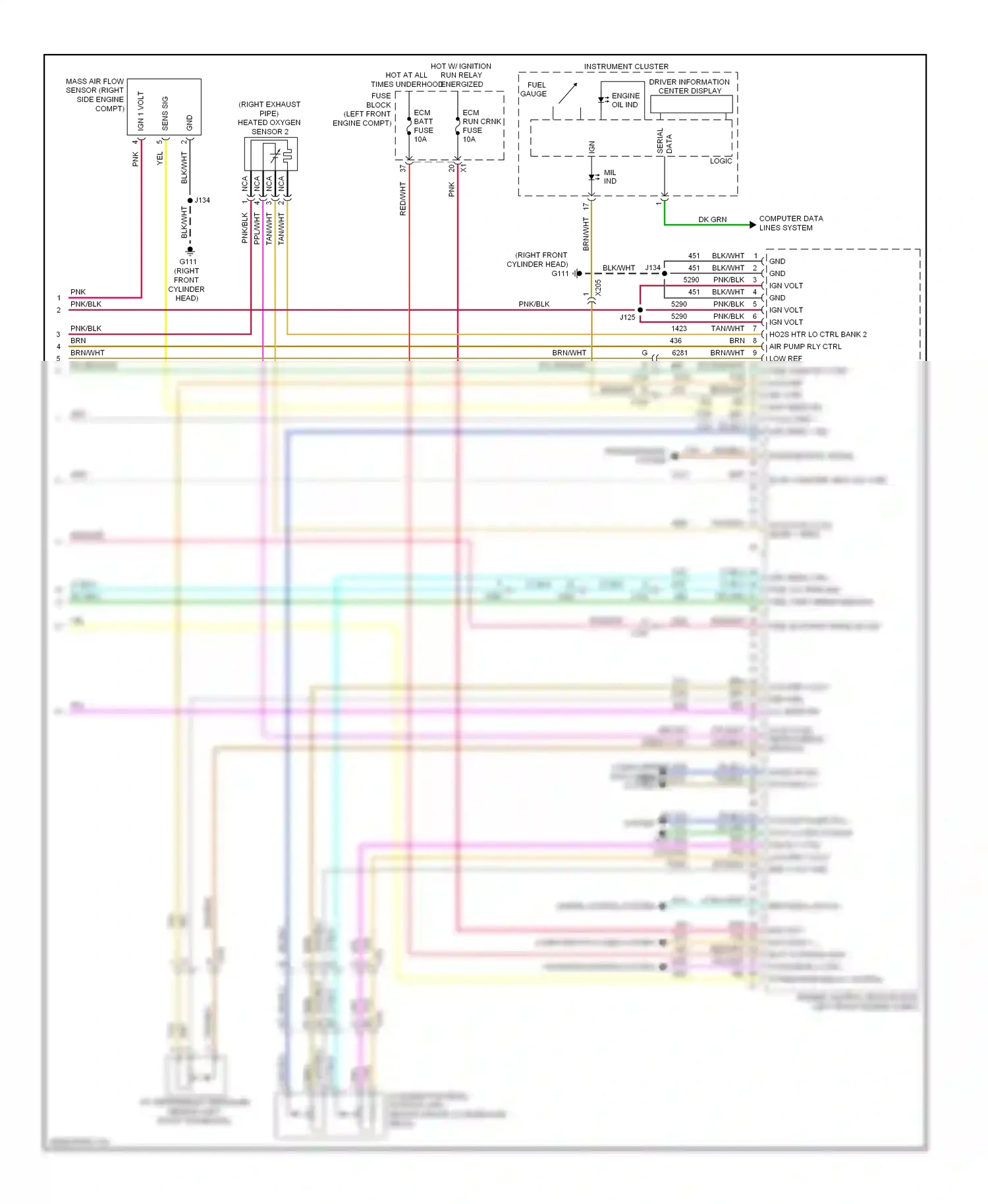 Cadillac SRX II (2009-2012) mass air flow sensor (right side engine compt) wiring diagram  (1 of 1)