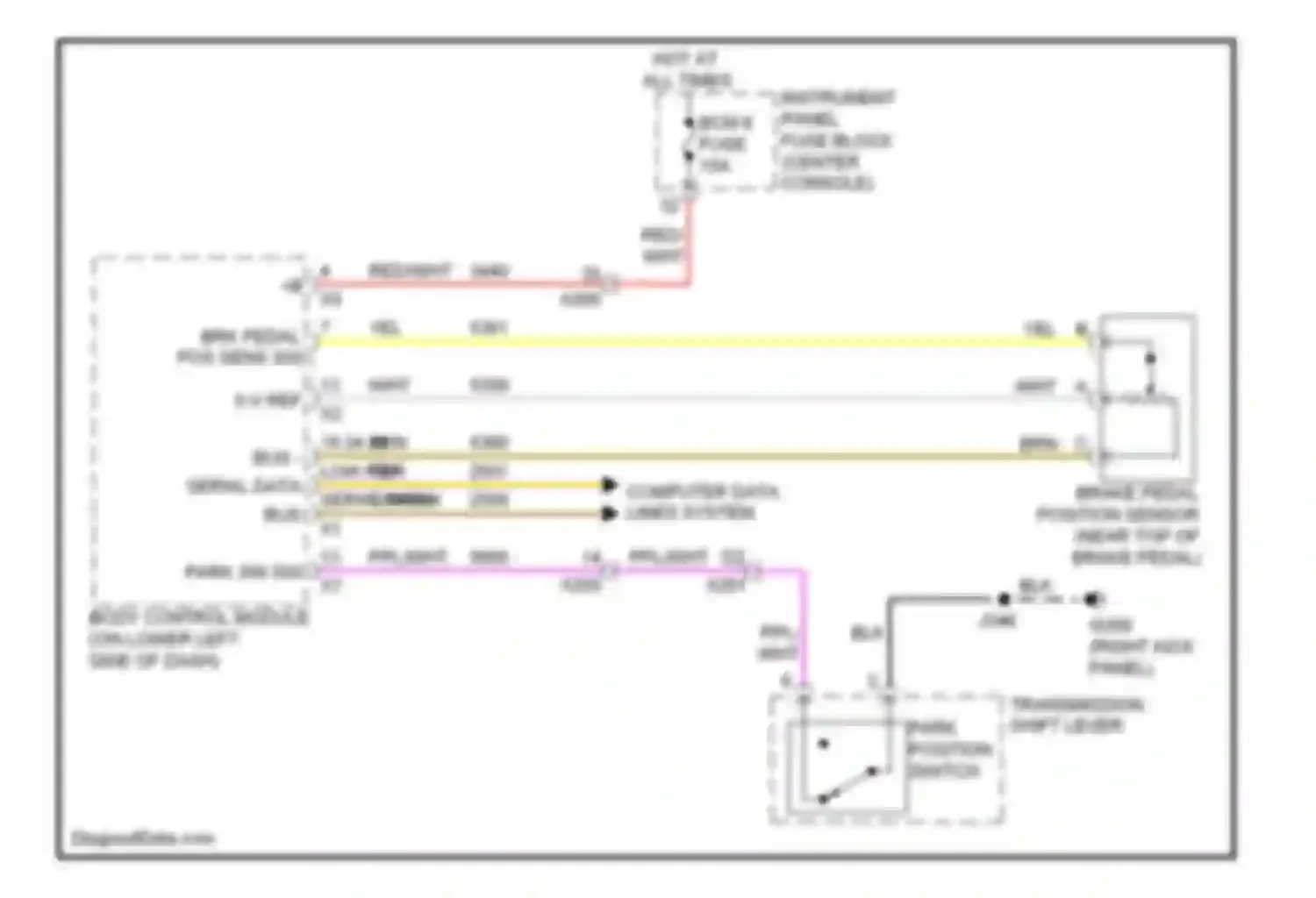 Wiring diagram park position switch for Cadillac SRX II (2009-2012) (1 of 1)