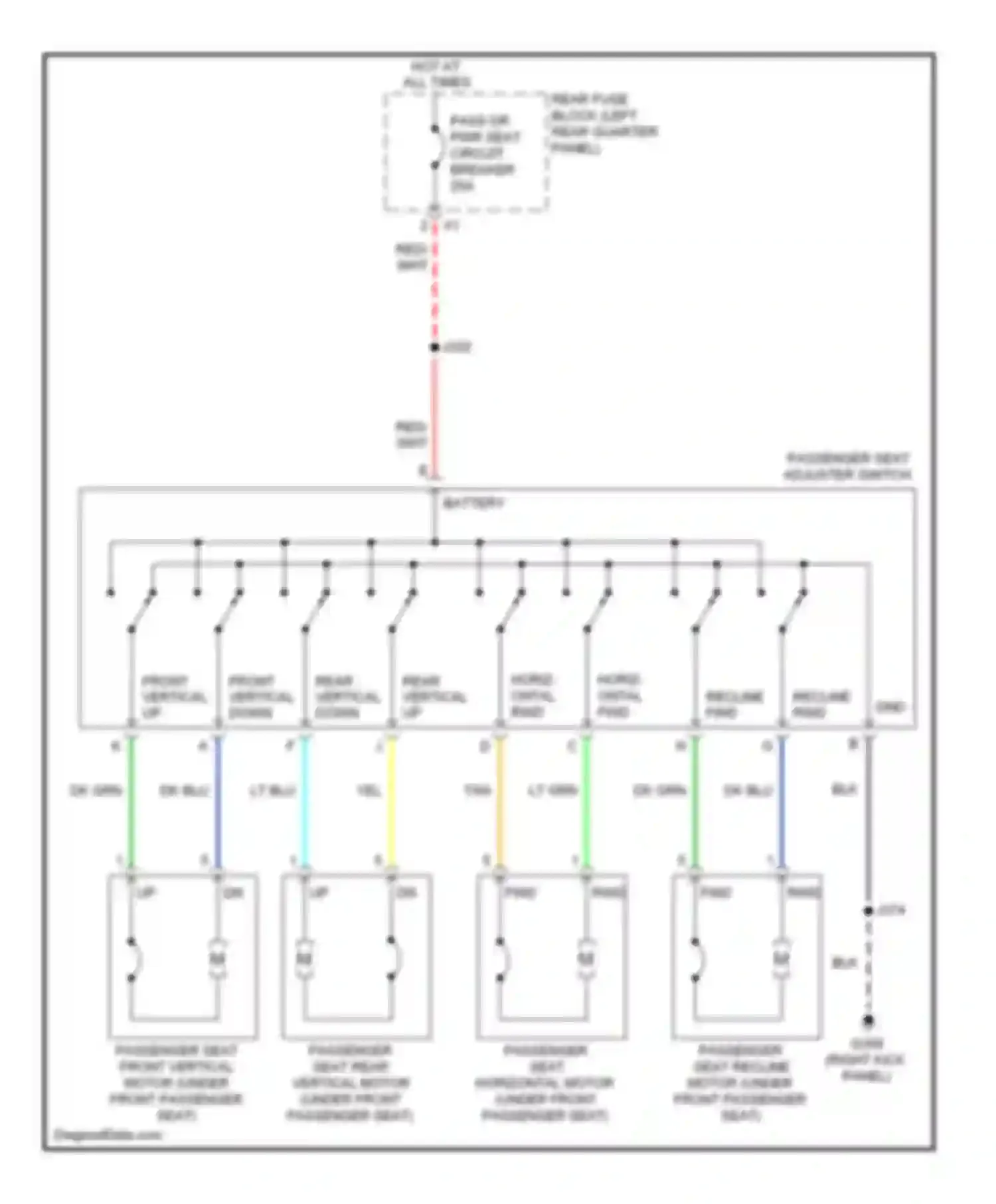 Wiring diagram pass dr pwr seat circuit breaker for Cadillac SRX II (2009-2012) (1 of 3)