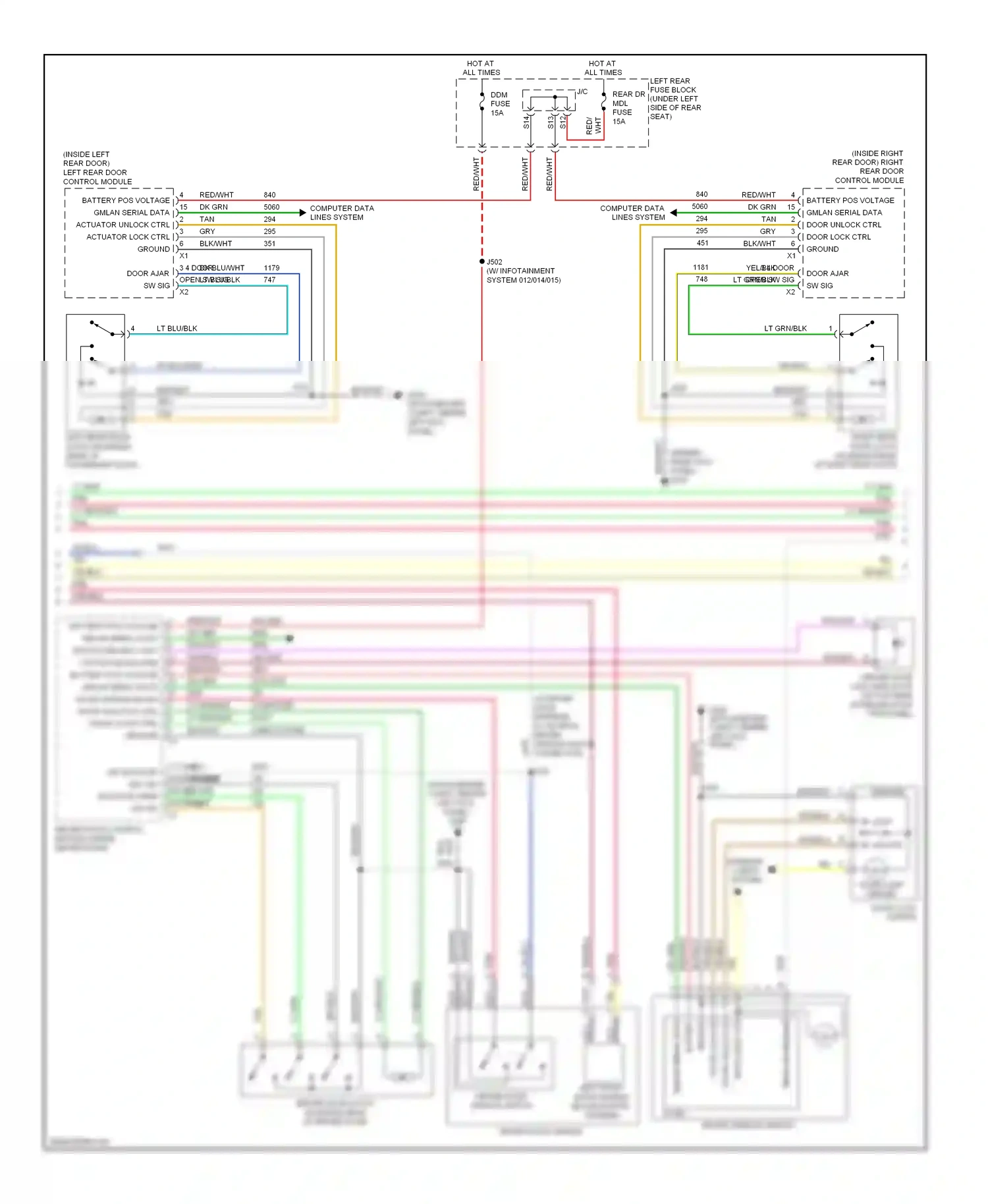 Cadillac STS I facelift (2007-2011) driver window switch wiring diagram  (5 of 8)