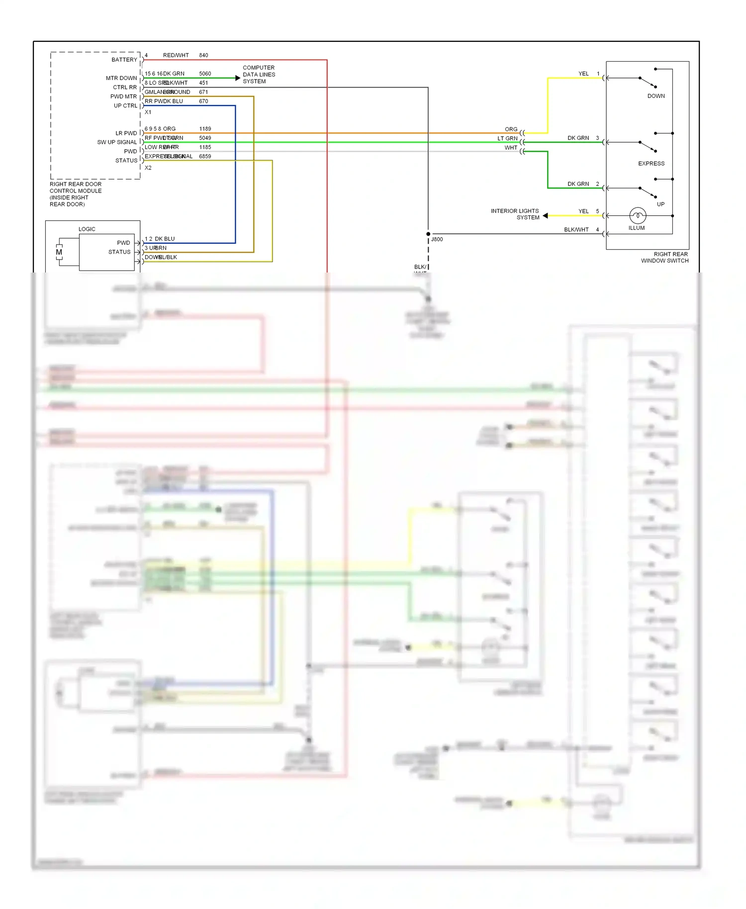Cadillac STS I facelift (2007-2011) driver window switch wiring diagram  (7 of 8)